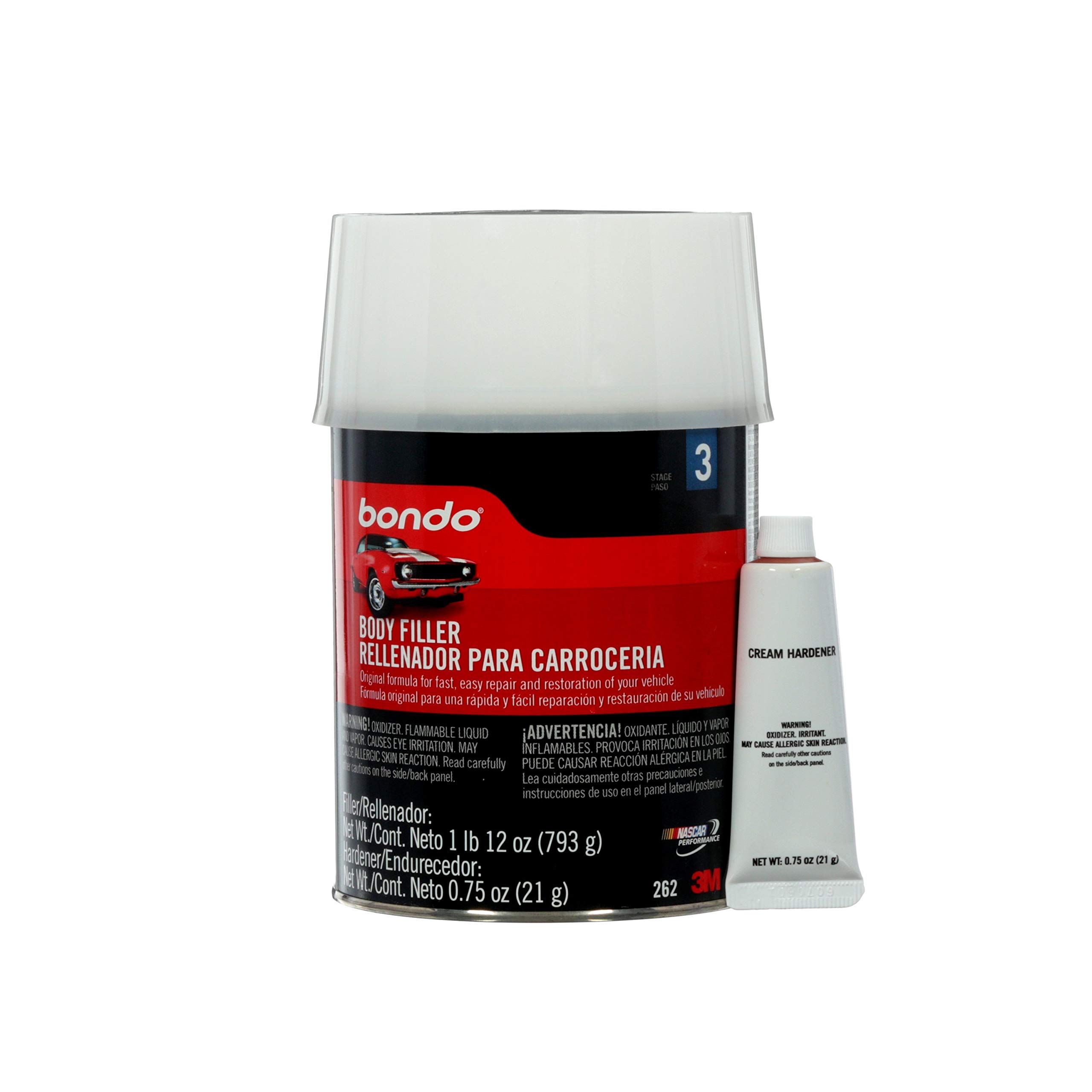 Bondo Body Filler is a two-part putty compound used to repair dents, dings, holes, rusted areas and scratches in vehicle exteriors. The filler cures fast, shapes in minutes and is formulated to be non-shrinking and permanently durable.