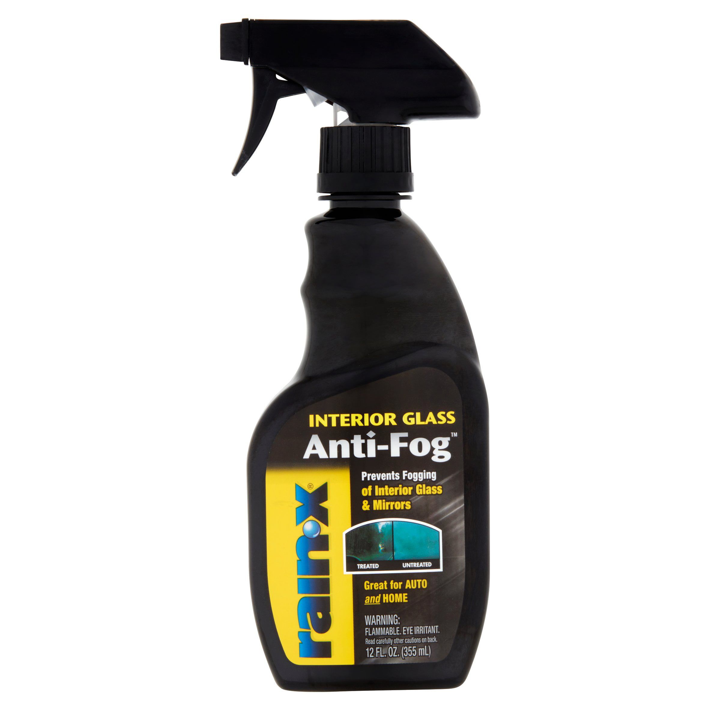 Eliminates fog on the inside of windshields and rearview mirrors while driving. No more steamed up mirrors, kitchens, bathrooms and other fog-prone surfaces. Just wipe on - no rubbing or buffing. No build-up. Contains no water. 100% solvent/active. Size: 12 Oz. Formulation: Trigger Spray