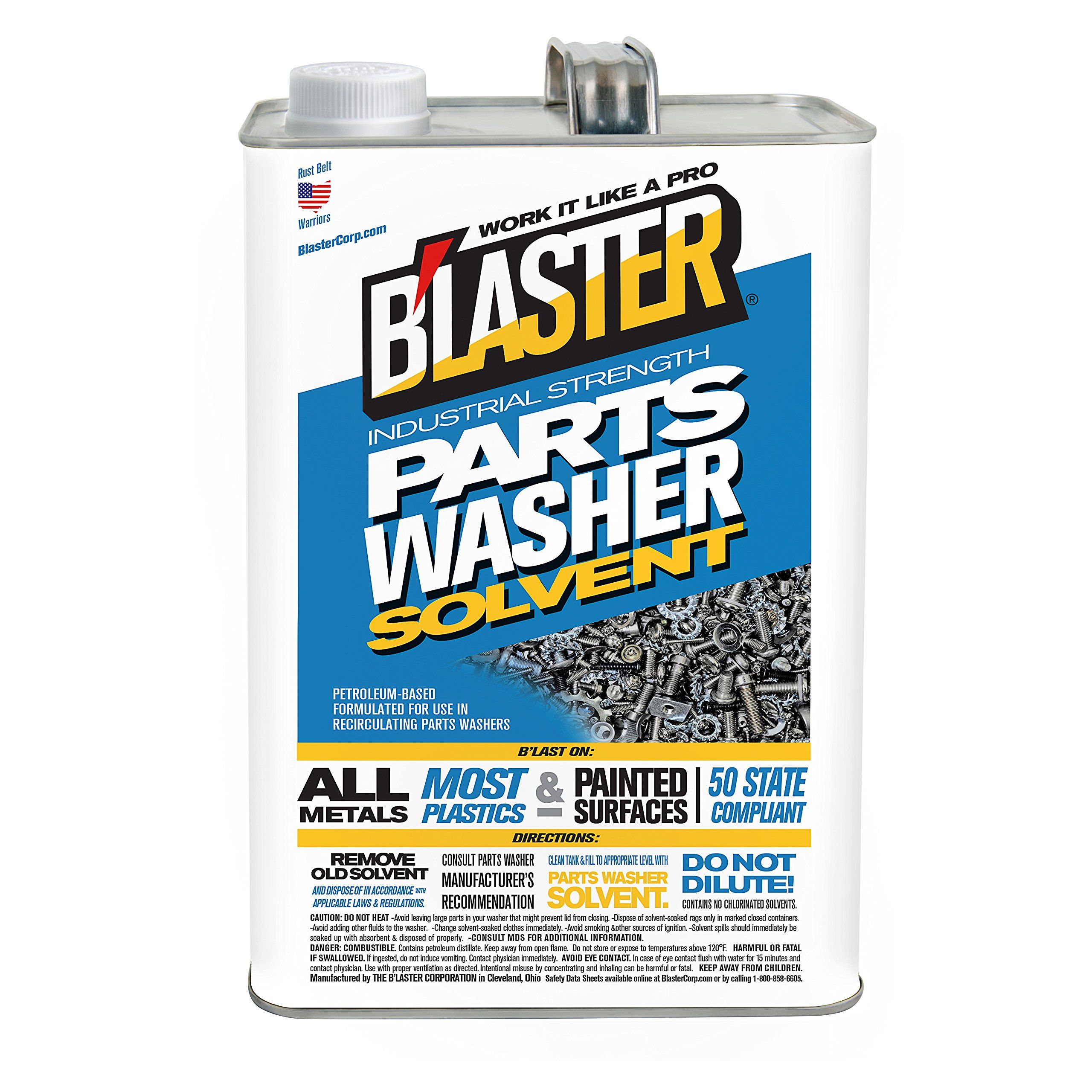 B'laster Parts Washer Solvent has been developed to outperform the usual mineral spirit based solvents most often found in re-circulating parts washers. It safely and quickly removes oil, grease and grime from metals, most plastics and painted surfaces. It leaves no residue making it perfect for parts that will be painted.