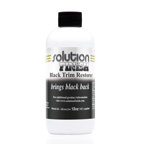 Black Plastic Trim Restorer from Solution Finish. When age and the harsh rays of the hot summer sun take a toll on your cars black trim and exterior accessories, Solution Finish black plastic and vinyl plastic trim restorer polish can restore them to their former lustrous, like new state.