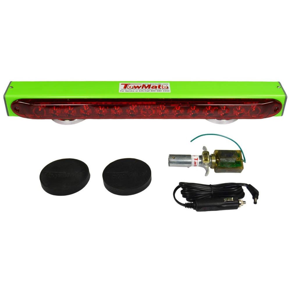 The TM22G Lime Light is TowMates BEST SELLING wireless tow light measuring in at 22 wide and contains 14 LEDs providing stop, tail, and turn signals wirelessly.