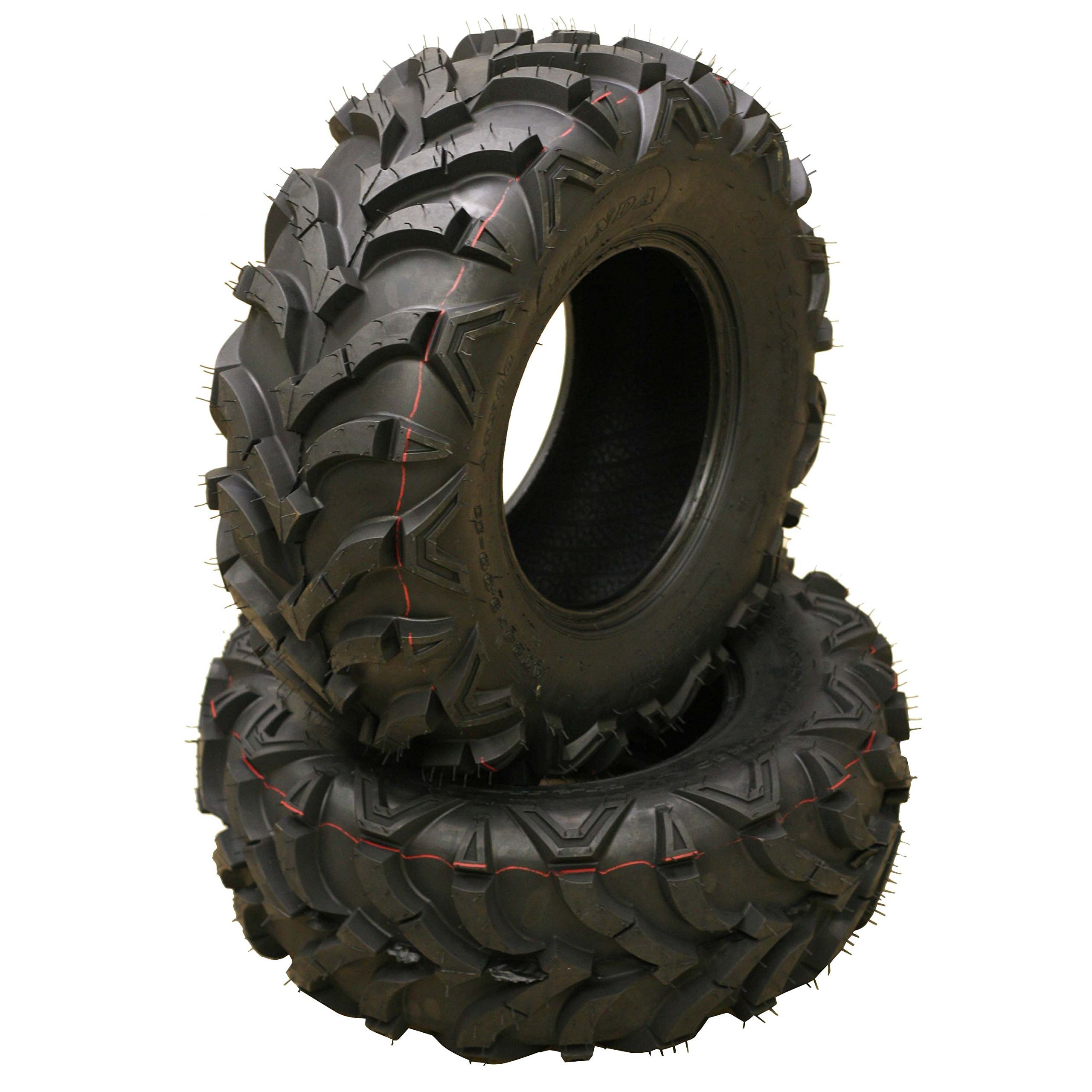 Original equipment tread design, fitments for a variety of 2 and 4 wheel drive ATV applications Directional V angled tread design with wide gaps between tread blocks promotes. Cleaning action for better traction over rough terrain. Additional shoulder lugs protect rim and sidewall Heavy 6 ply rated nylon construction resists punctures and abrasions