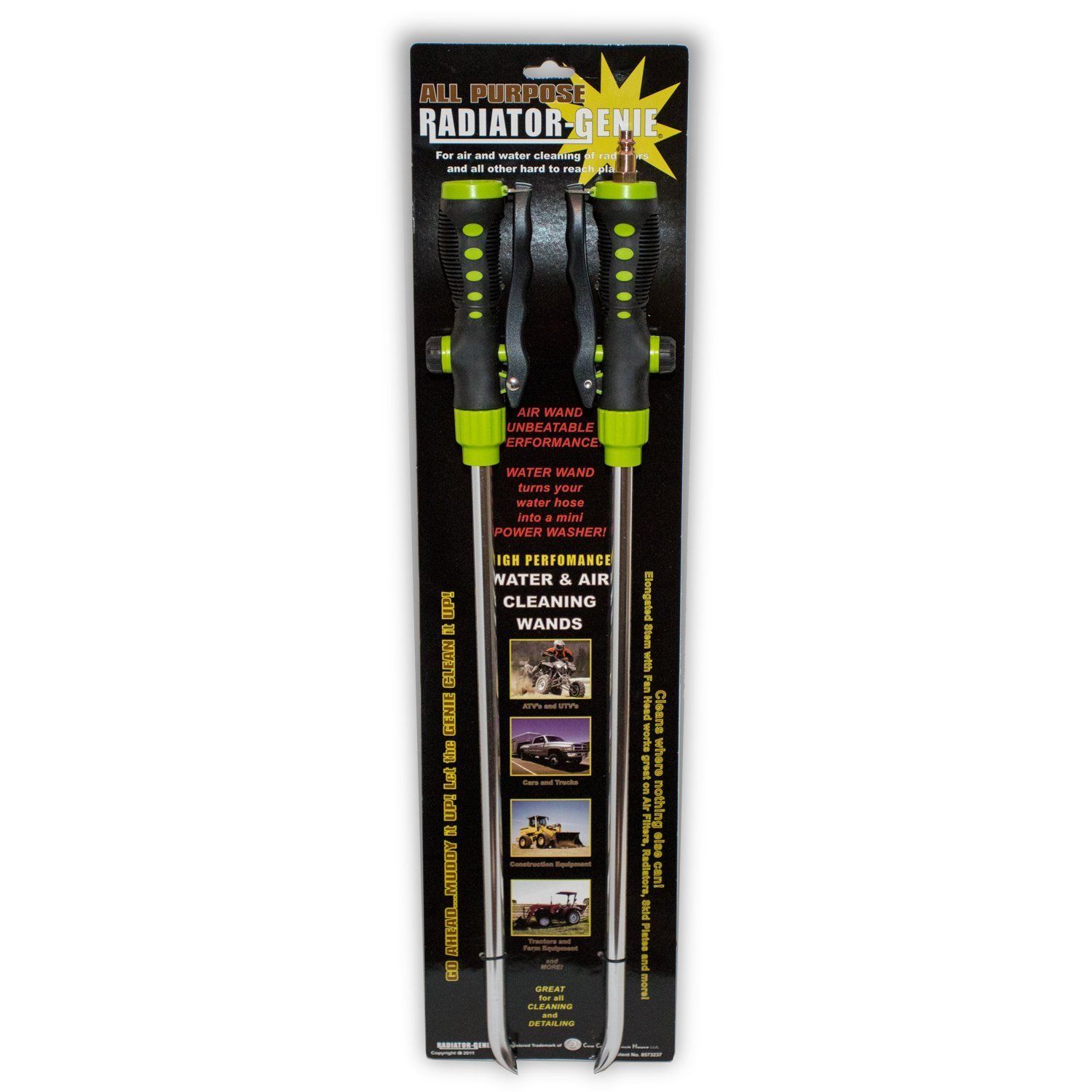 Includes both air and water wands. Blow out radiators with air wand, wash out with the water wand. Reaches where nothing else can. Quickly and easily clean all your vehicles and equipment.