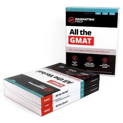 The All the GMAT set from Manhattan Prep is a comprehensive guide for individuals looking to score higher on the GMAT. The updated version comprises three consolidated books that cover more content and strategies than the earlier version.