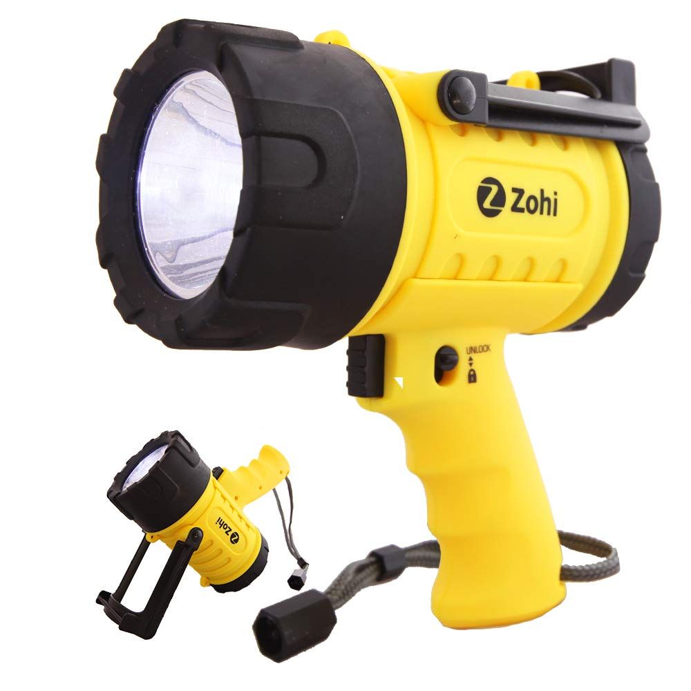 CELEBRATE FATHER'S DAY WITH THE GIFT OF ADVENTURE: Surprise Dad with Zohi 15L FROG LIGHT a rechargeable and super bright flashlight that will fuel his fashion for exploration and outdoor activities! This 10,000 candlepower handheld LED rechargeable spotlight flashlight illuminates an ultra long distance. Spot lights 500 yards with 3 adjustable brig