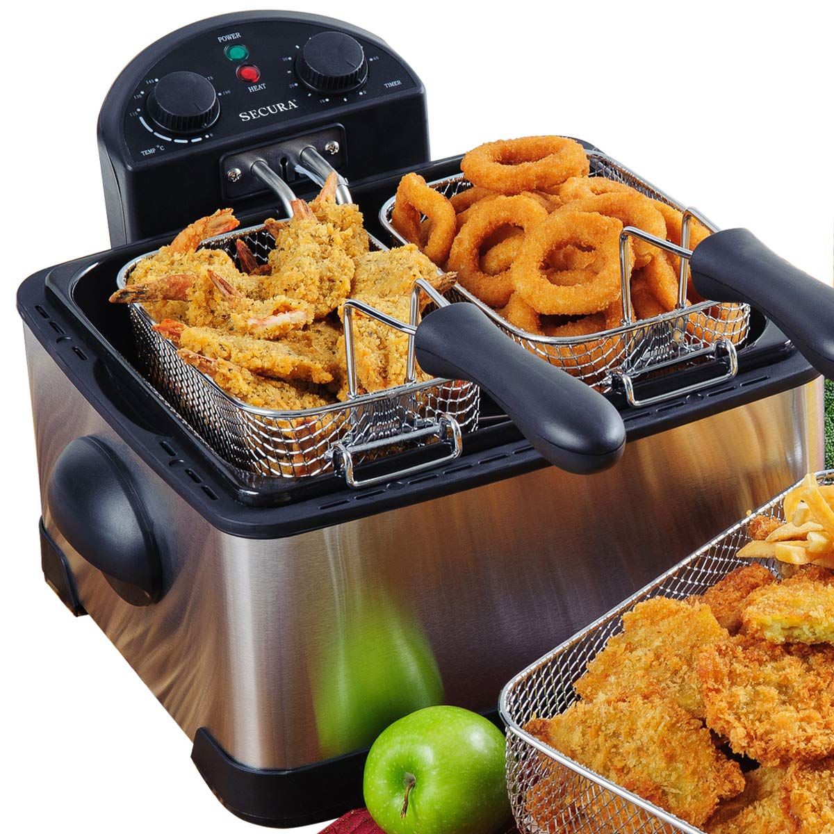 Introducing the ultimate solution for your frying needs - the 1700 Watt Immersion Element Deep Fryer. With its 4.0-liter removable oil tank, cleaning up after frying has never been easier. The fryer also comes with an extra set of odor filters, ensuring that your kitchen always smells fresh and clean.