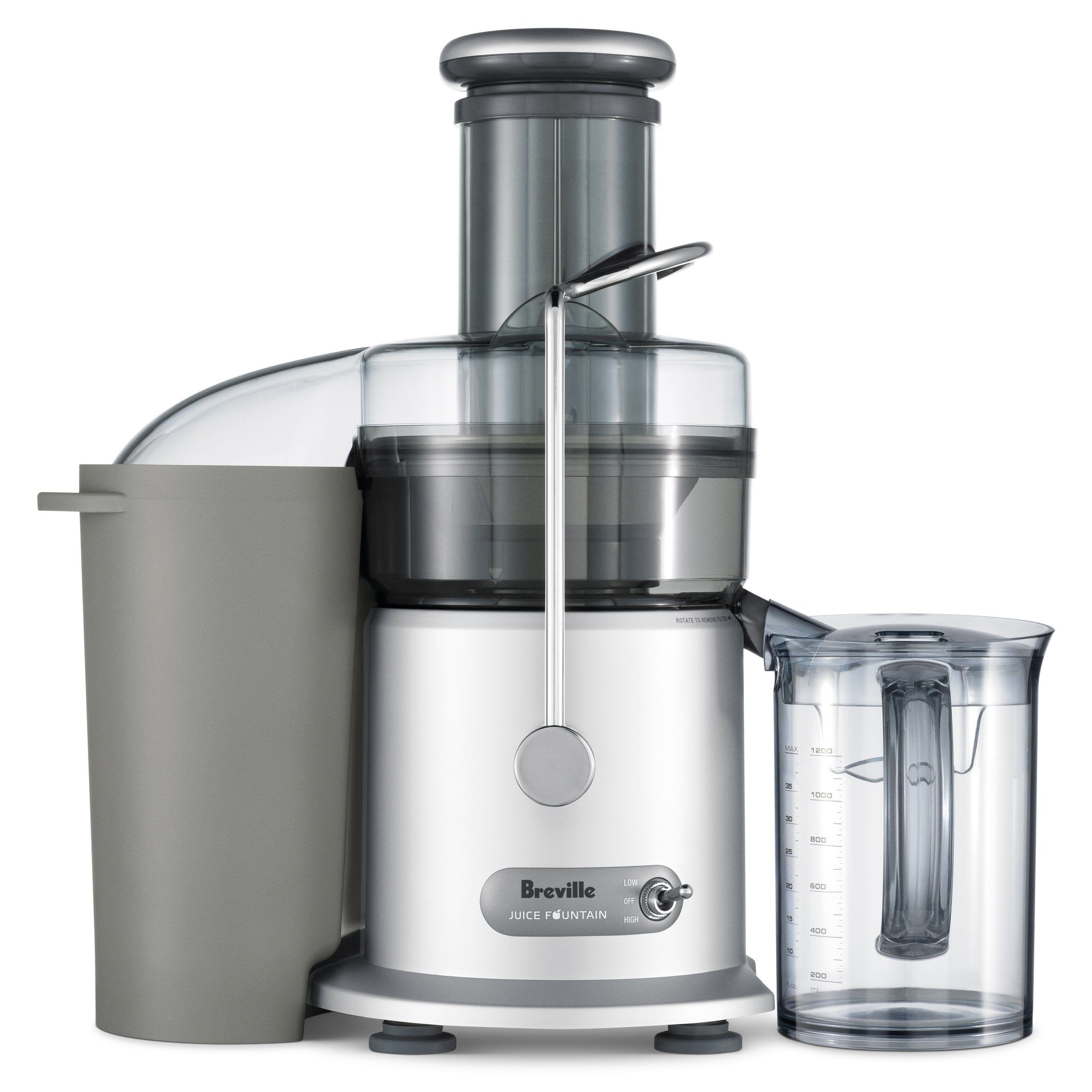 This product is a Certified Remanufactured juicer that is tested and certified by Breville to look and perform like-new. It has a 850-watt motor and features an extra-wide 3-inch feeder chute.