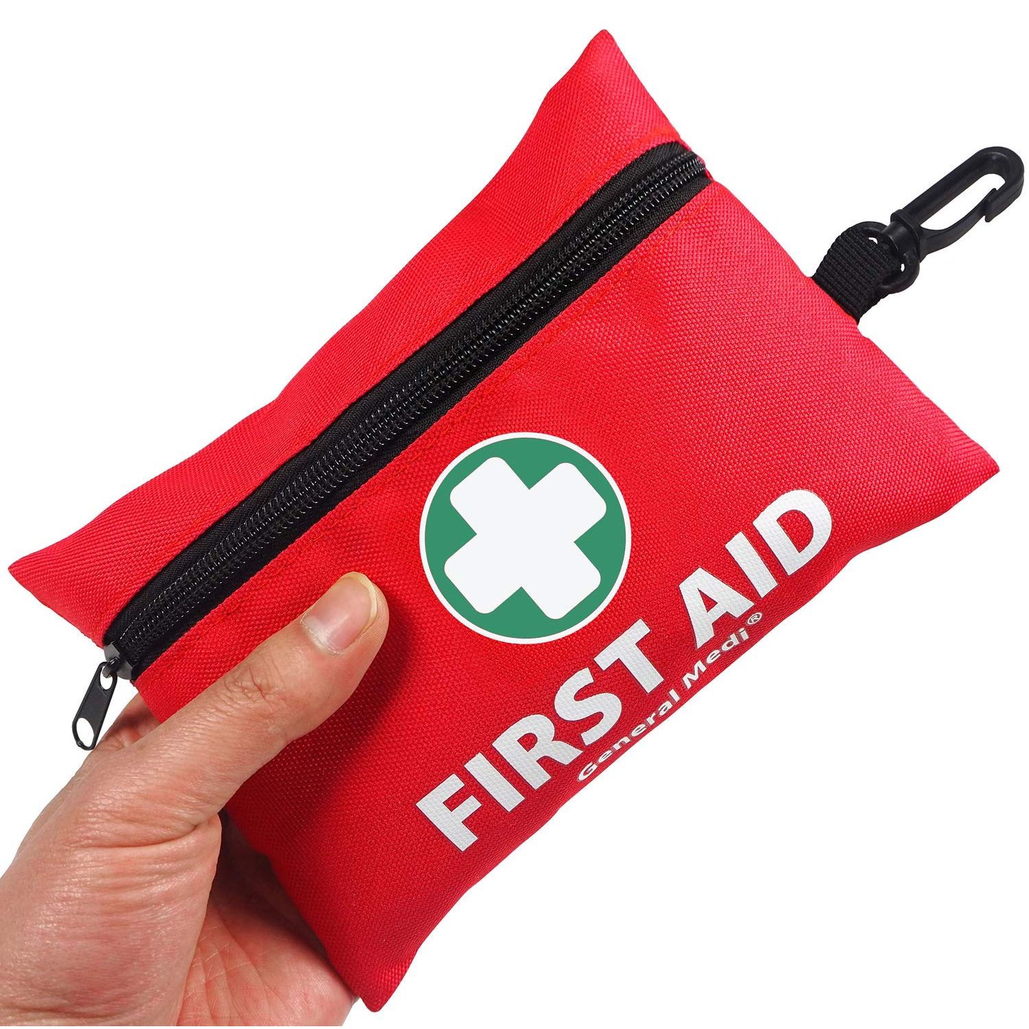 Premium Mini Small First Aid Kit Bag 92 piece Equip your home, office car, camping area and more with this deluxe first aid supply kit.Each inner sleeve is organized by category. During times of need, get to right items quickly. After items are used, easily see what needs to be replaced.