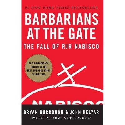 "Barbarians at the Gate" is a book about the leveraged buyout (LBO) of the American food and tobacco conglomerate RJR Nabisco by private equity firms Kohlberg Kravis Roberts (KKR) in 1988. The authors, Bryan Burrough and John Helyar, provide an in-depth account of the bidding war for Nabisco and the personalities involved in the negotiations.