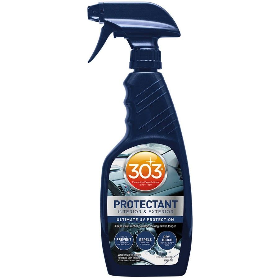 Originally engineered for aerospace and aviation applications, 303 Automotive Protectant provides superior UV protection for any rubber, vinyl, and plastic surfaces of your vehicle, such as your dashboard, windshield wiper blades, and even your tires.