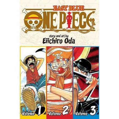 One Piece (Omnibus Edition), Vol. 1 includes the first three volumes of the popular manga series by Eiichiro Oda. The story follows the adventures of Monkey D. Luffy, a young pirate who gains the power to stretch like rubber after eating a mythical fruit.