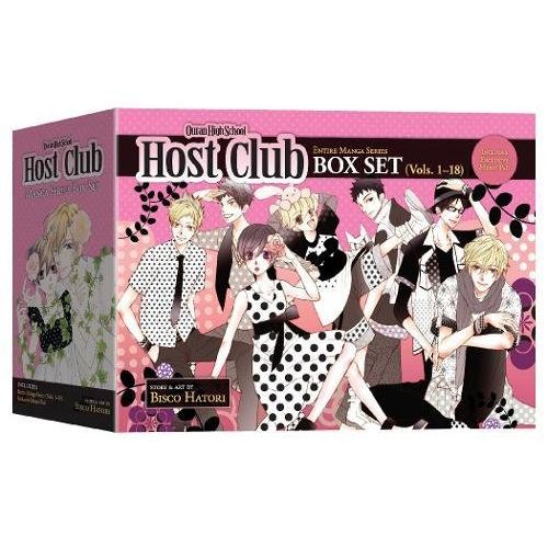 The Ouran High School Host Club Complete Box Set: Volumes 1-18 with Premium is a manga series written and illustrated by Bisco Hatori. It follows the story of Haruhi Fujioka, a scholarship student at the prestigious Ouran Academy who accidentally breaks an expensive vase in the school's music room.