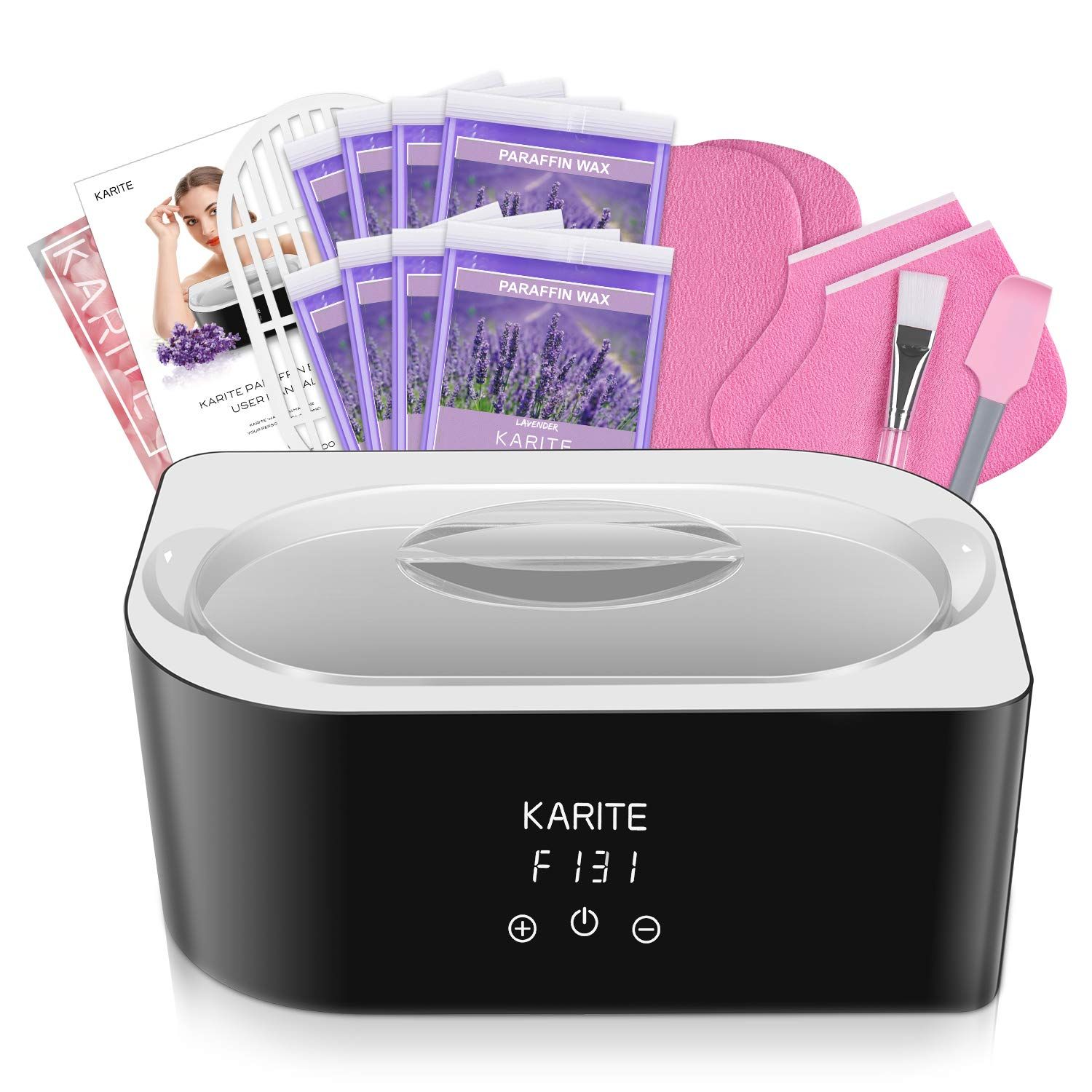 The Karite Professional Paraffin Wax Warmer is the perfect addition to your at-home spa treatment. This device boasts a HYDRATING, EXFOLIATING PAIN RELIEVING feature, which helps soothe aching joints and increase circulation. The result is hands with a more youthful appearance.