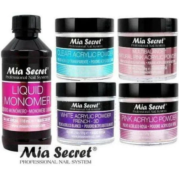 The Mia Secret Acrylic Powder set is the ultimate kit for any nail enthusiast looking to achieve professional quality results. This kit includes five different shades of acrylic powder, including clear, pink, multibalance, and white, providing you with endless possibilities to create vibrant and stunning nail designs.
