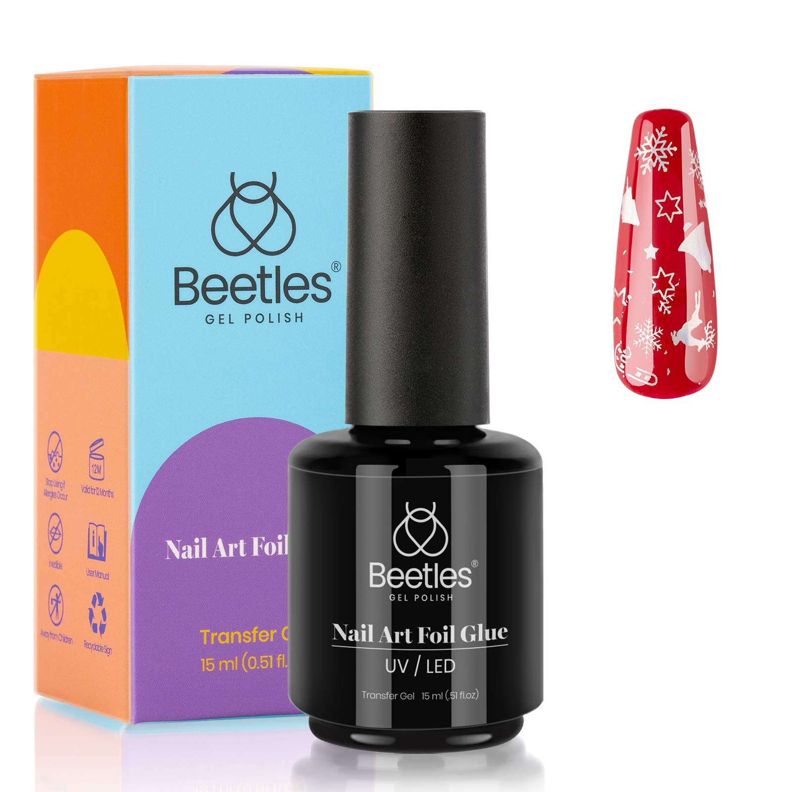The Beetles Nail Art Foil Gel Kit is the perfect solution for those who want to create their own unique nail art designs easily and quickly at home. Designed with a built-in brush, this nail foil gel can be applied just like regular nail polish and can be removed with nail polish remover.