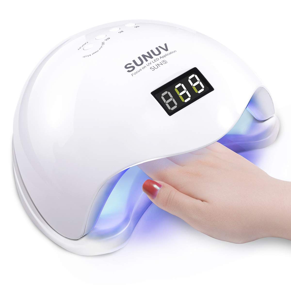 The SUN5 nail dryer is a must-have for anyone who loves nail art. Equipped with 24 LED beads of 50000hrs lifetime, it can cure all kinds of UV and LED gel nail polishes, including hard gels, builder, sculpture gel, and gem glue. The dryer has no brand requirements, which means you don't have to worry about replacing the beads.