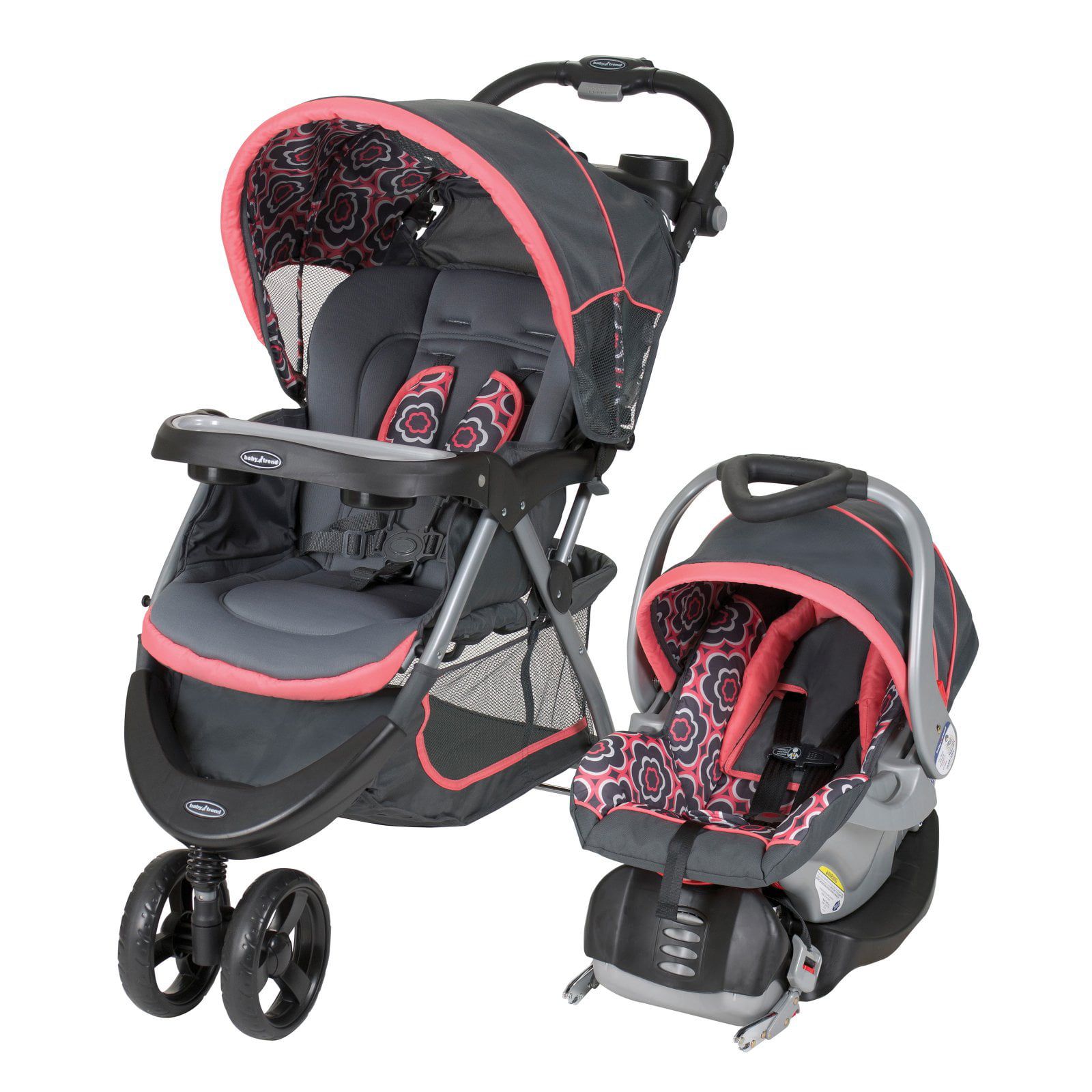 The Baby Trend Nexton Travel System is designed for parents who want a sturdy, comfortable and functional travel system. With a weight capacity of up to 30 pounds, it includes a Flex-Loc infant car seat and a base, making it perfect for newborns.