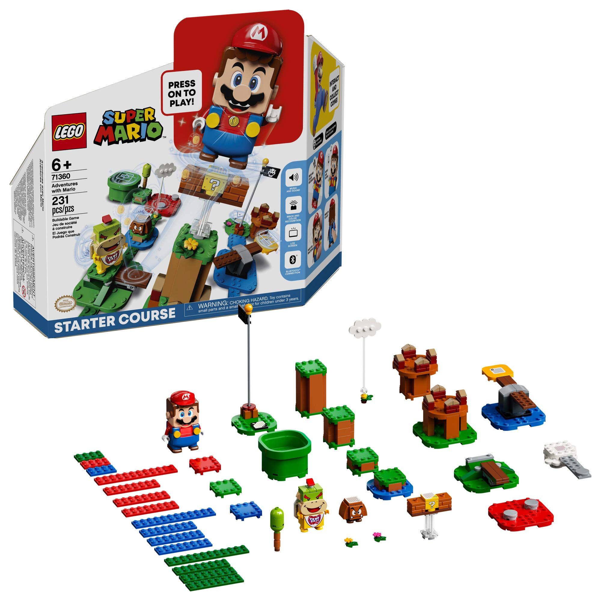 The book Super Mario Adventures with Mario Starter Course 71360 is actually a set that includes both a physical LEGO set and a digital building and play experience. The set is designed for children ages 6 and up and contains 231 pieces.