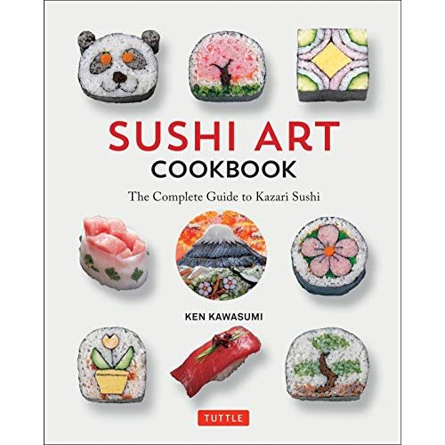 The Sushi Art Cookbook, written by Ken Kawasumi, is a comprehensive guide to making kazari sushi, or decorative sushi, in a variety of shapes and designs. The book features 55 step-by-step recipes that range from basic rolls to intricate sushi sculptures, as well as instructions on how to create your own designs.