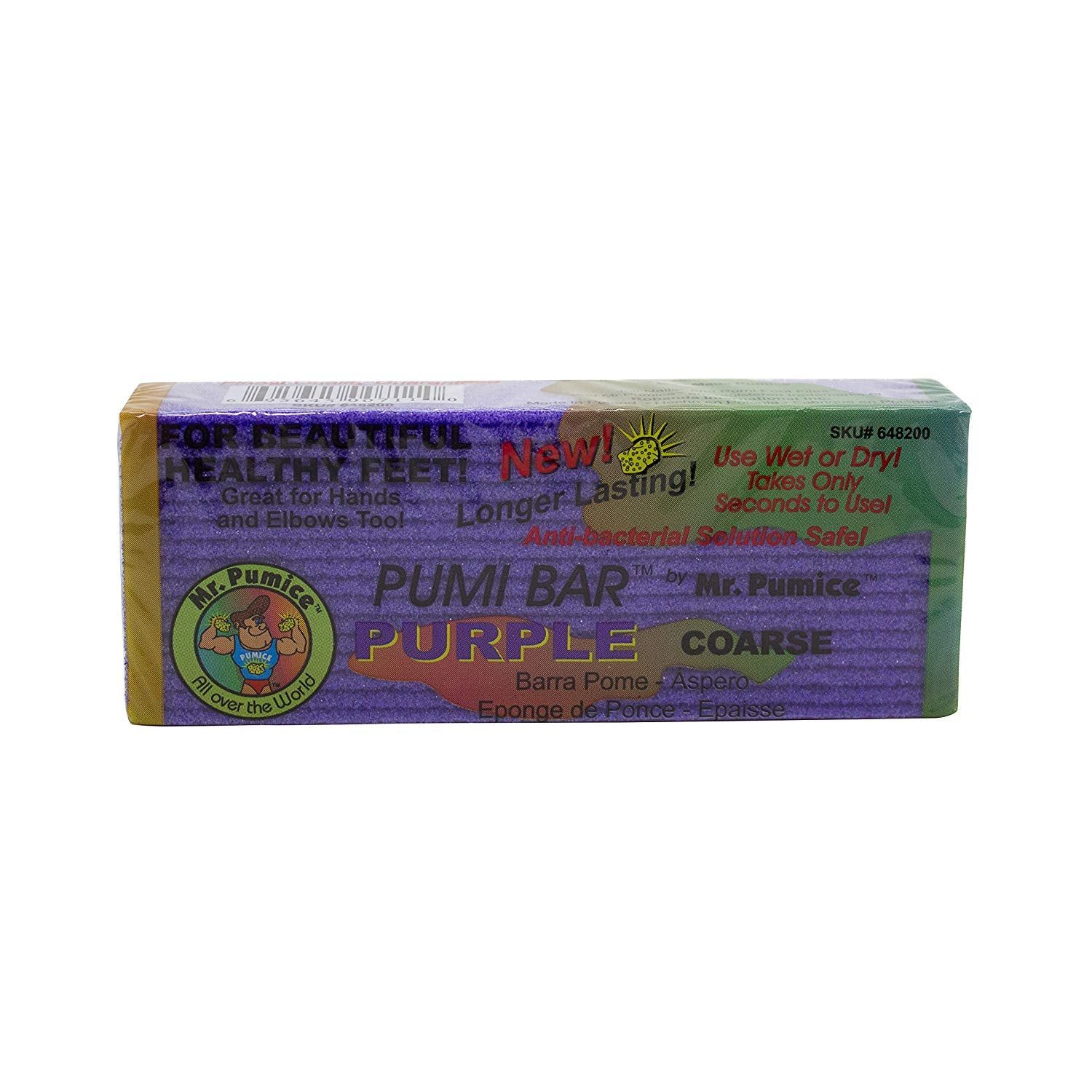 Mr. Pumice Pumi Bar Purple is a high-quality pedicure and manicure tool designed to remove rough, dry, and calloused skin from various areas of the feet and hands. It is made of natural pumice stone that is gentle on the skin, making it safe for daily use.