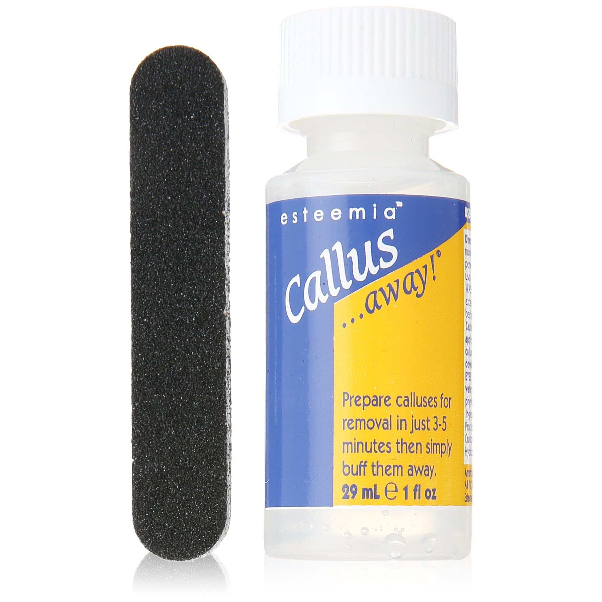 Esteemia Callus Away Remover is a specially formulated product designed to remove thick and stubborn calluses and roughened skin on the feet. It contains a combination of active ingredients such as salicylic acid, urea, and glycolic acid that work together to break down the tough layers of dead skin cells, leaving the skin smoother and softer.