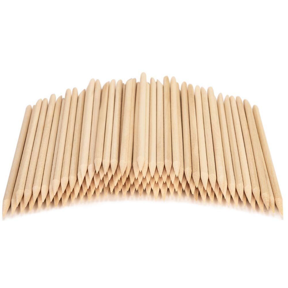 100PCS Orange Sticks for Nails 4.5 Inch - Wooden Cuticle Pusher and Remover Set is a versatile and essential tool for any manicurist. The set includes 100 wooden sticks, each measuring 4.5 inches in length. The sticks are designed to gently push back cuticles and remove excess polish from the nails.