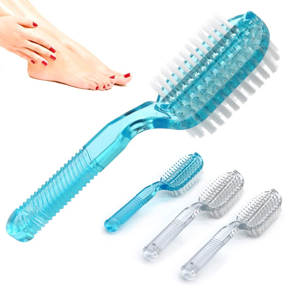 The Nail Brush Handle Grip Foot Brush is a versatile tool that can be used to clean your hands, feet, and nails. It features two different sides with soft and stiff bristles, making it ideal for different cleaning needs.