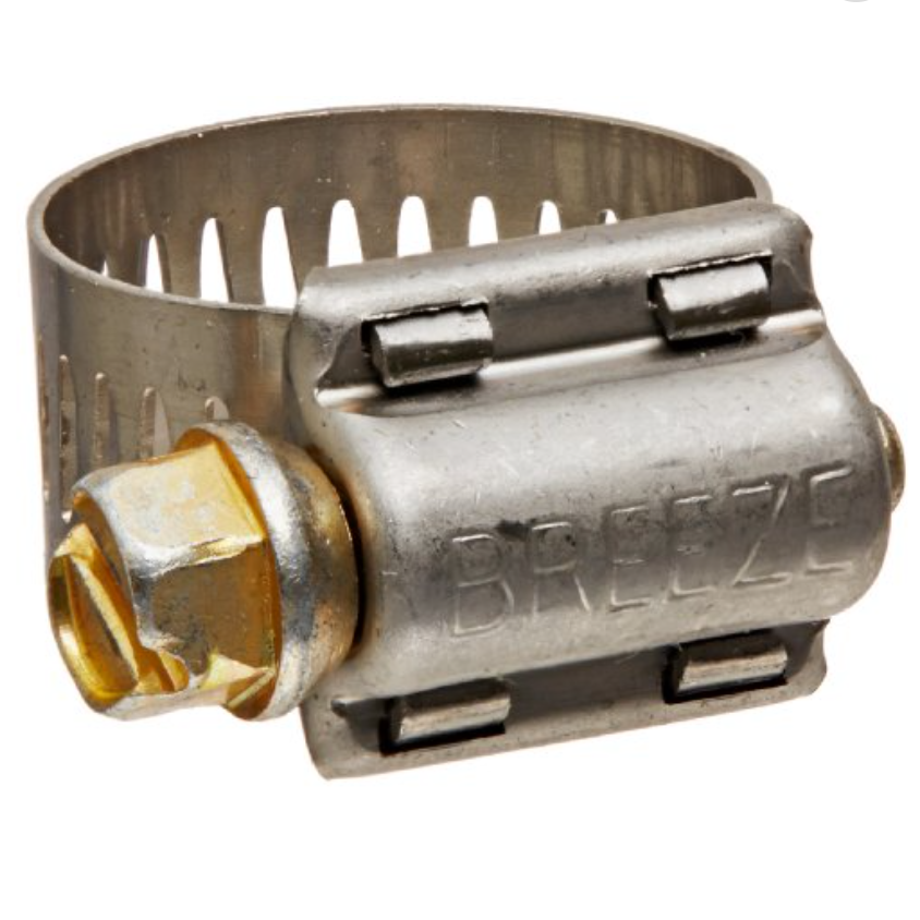 1/2 - 7/8 diameter, 1/2 width, worm-drive hose clamps, SAE 8. Stainless steel band and housing with a carbon steel 5/16 slotted hex head screw.These are the most popular style of hose clamps for industrial and automotive applications. Meet SAE J1508.