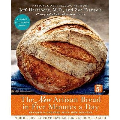 "The New Artisan Bread in Five Minutes a Day: The Discovery That Revolutionizes Home Baking" is a baking cookbook written by Jeff Hertzberg M.D., Zoë François, Stephen Scott, and Gross. The book focuses on the technique of making artisan bread at home with no kneading and minimal equipment.