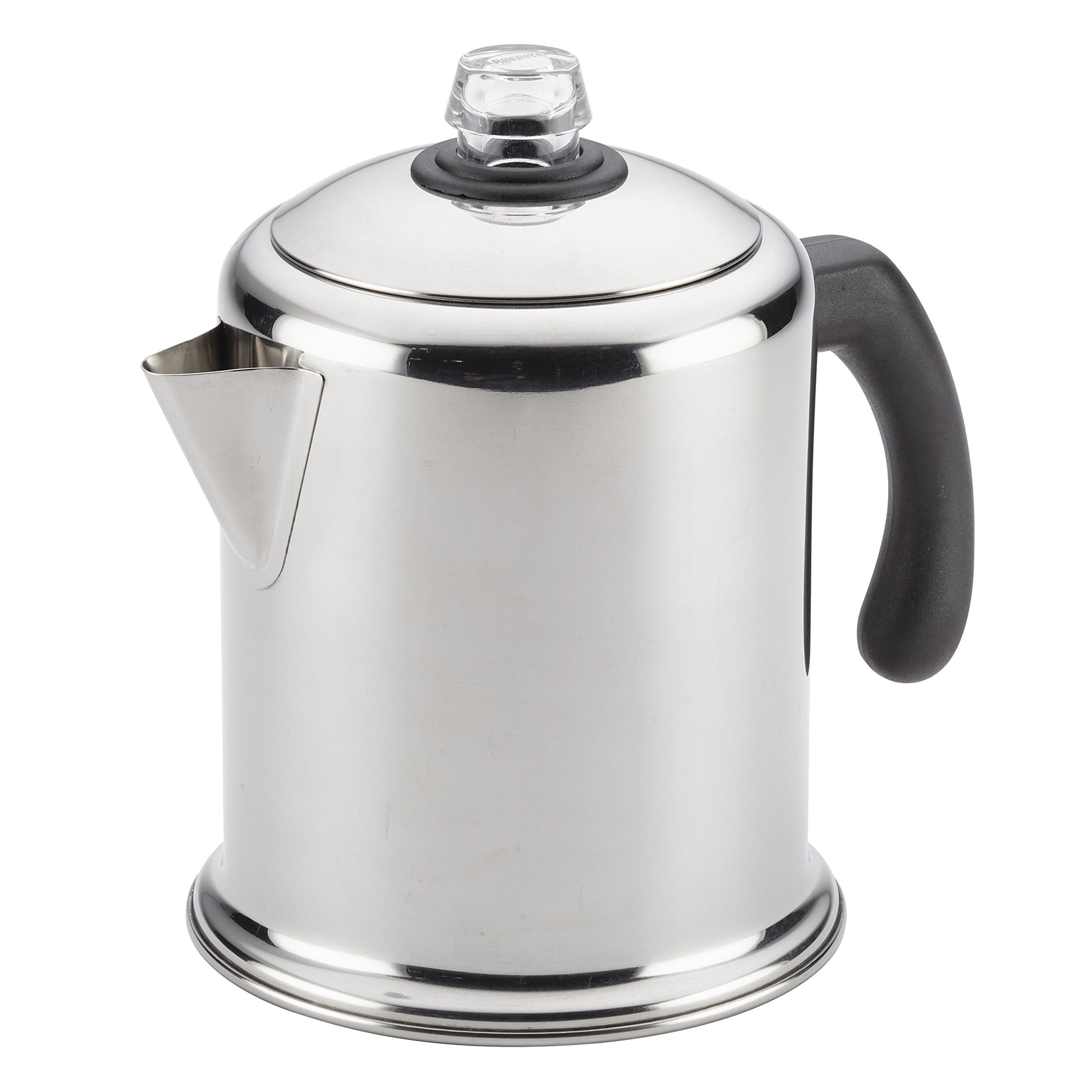 Experience rich and flavorful coffee with the Farberware 47053 Classic Stainless Steel Yosemite 12-Cup Coffee Percolator. Crafted with top-quality stainless steel, this manual coffee maker guarantees a non-reactive interior that won't affect the taste or aroma of your coffee.