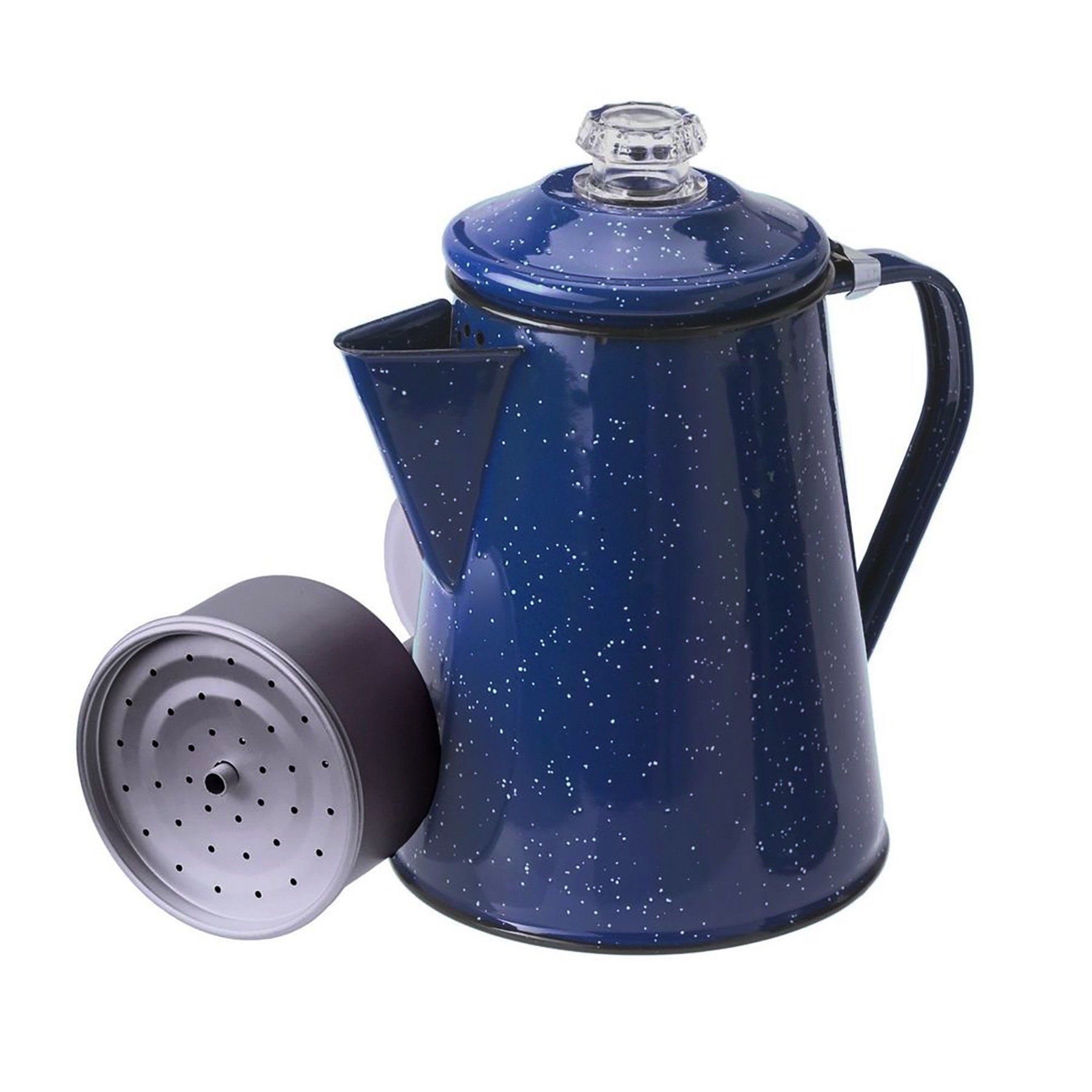 Enjoy the delightful experience of freshly brewed coffee during your camping adventure with the GSI Outdoors 15154 Percolator 8 Cup- Blue Camping Outdoor Cooking.