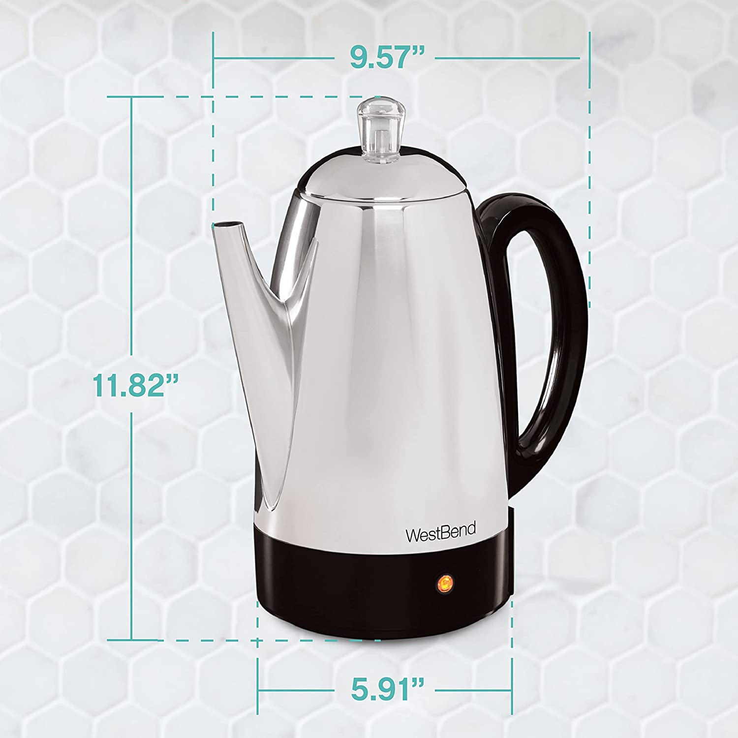 Indulge in the rich flavor and irresistible aroma of freshly percolated coffee with the West Bend 54159 Classic Stainless Steel Electric Coffee Percolator. Its reliability, user-friendly design, and superior construction make it an exceptional choice for coffee enthusiasts. Elevate your coffee brewing experience today and enjoy the ultimate coffee satisfaction.