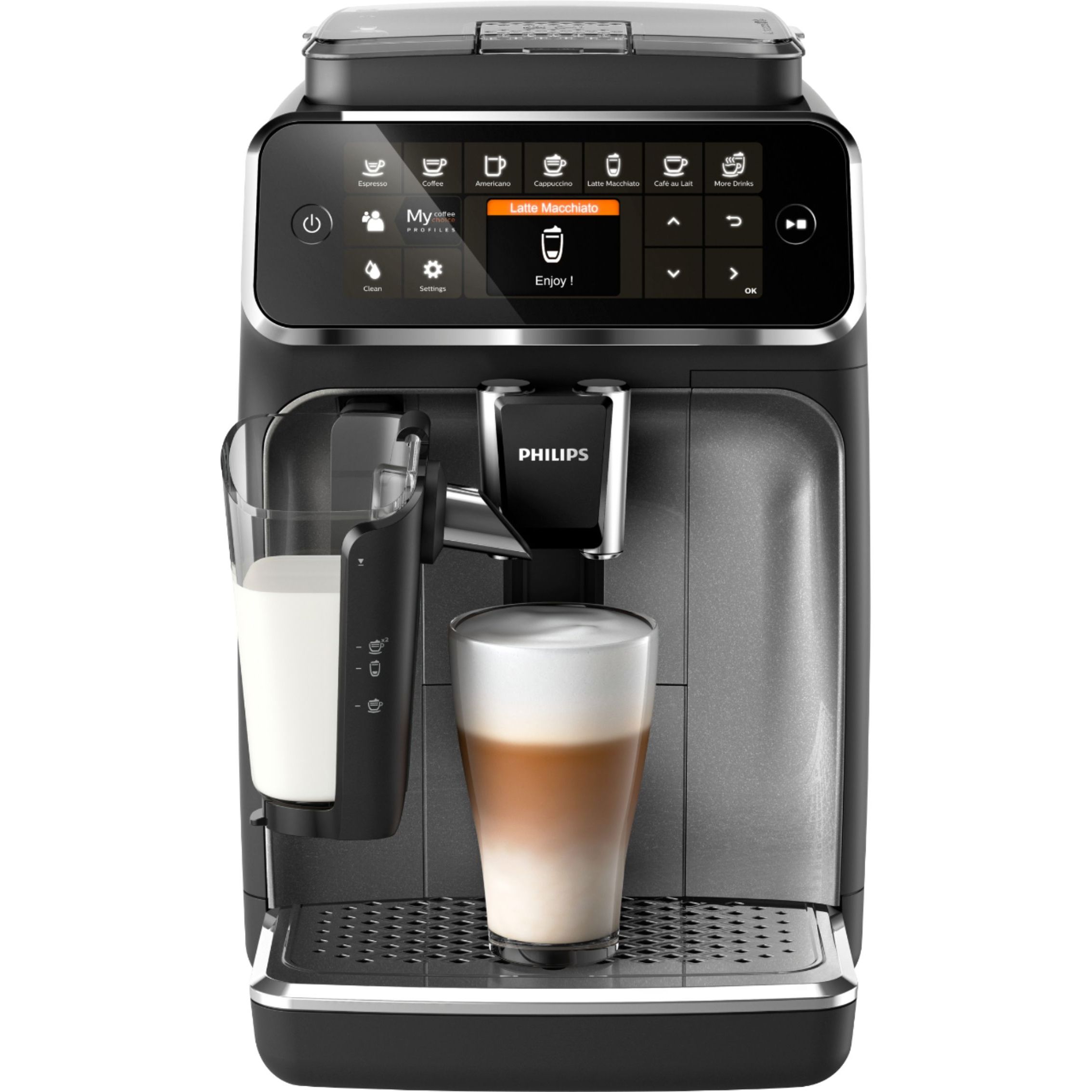 Experience the ultimate coffee-making dream with the Philips 4300 Fully Automatic Espresso Machine with LatteGo. This cutting-edge machine is designed to provide a seamless and delightful coffee experience like no other.