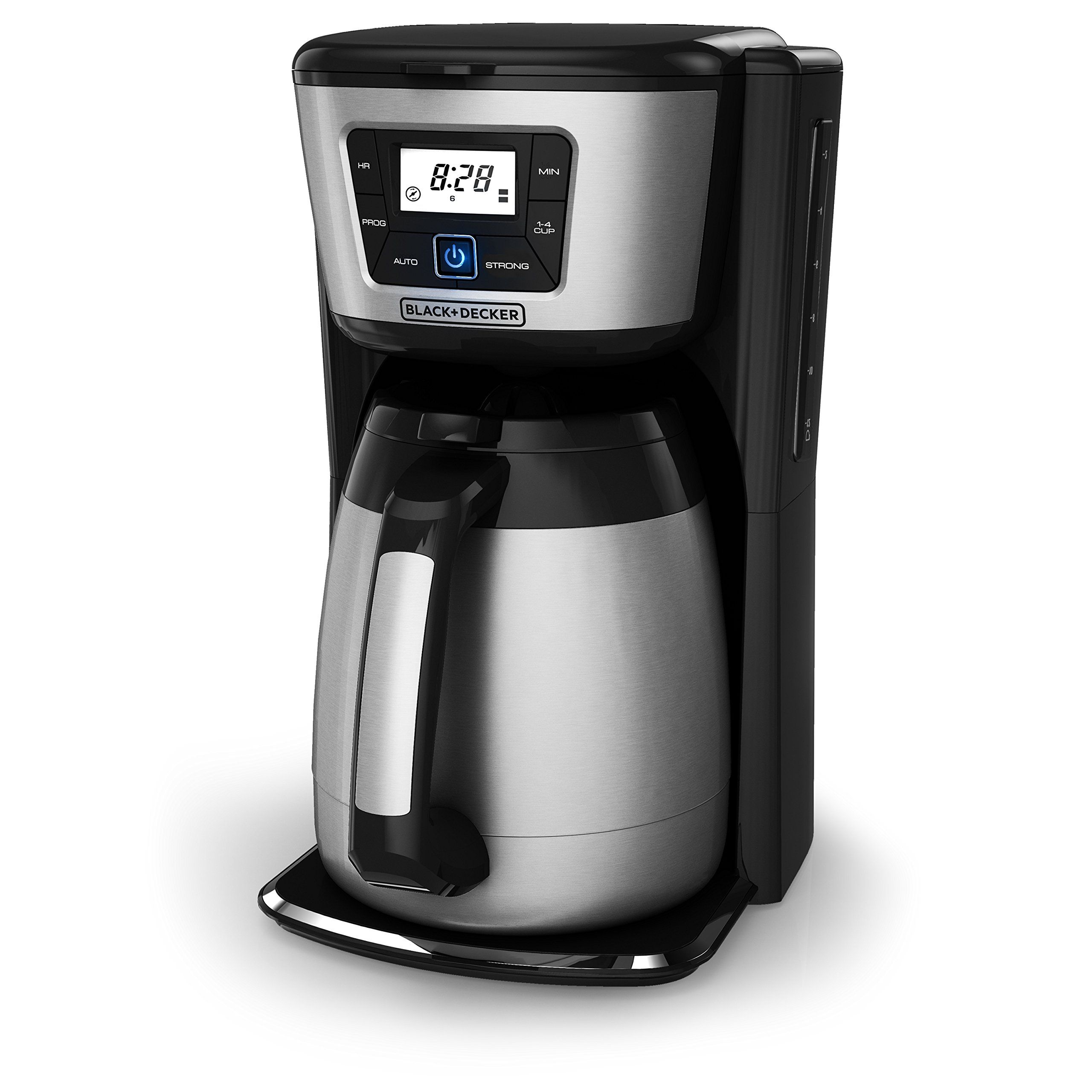 The BLACK+DECKER 12-Cup Thermal Coffeemaker is the ultimate coffee machine for coffee enthusiasts. With the ability to brew up to 12 cups at once, this coffeemaker ensures you never run out of your favorite hot beverage. Its innovative thermal carafe keeps your coffee piping hot for hours, allowing you to savor every sip throughout the day.