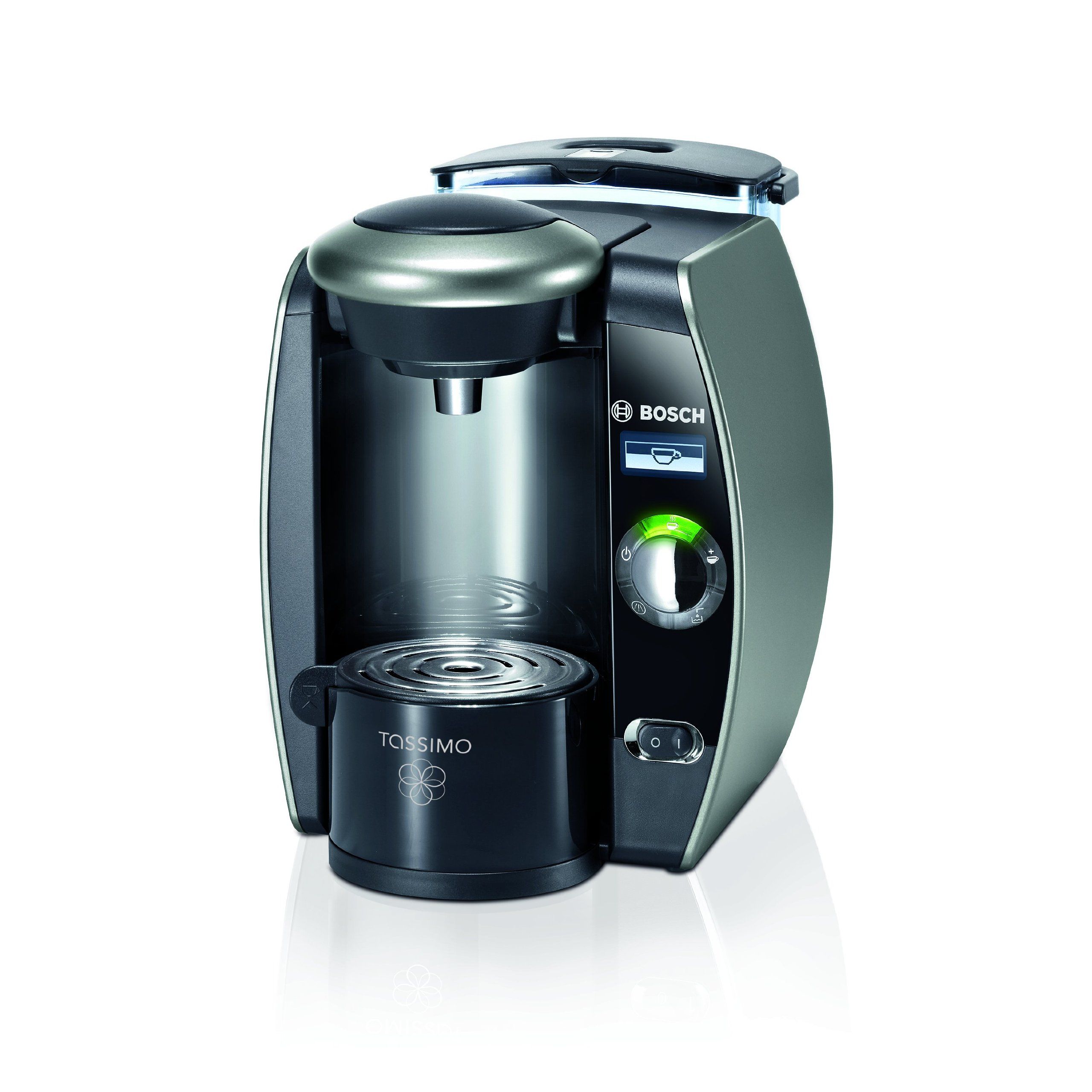 The Tassimo by Bosch TAS6515UC is the ultimate single-serve coffee brewer that guarantees the perfect cup of coffee within seconds. Its sleek design combined with the convenience of T-discs allows you to enjoy a wide range of hot beverages, from coffee to tea and even hot chocolate.