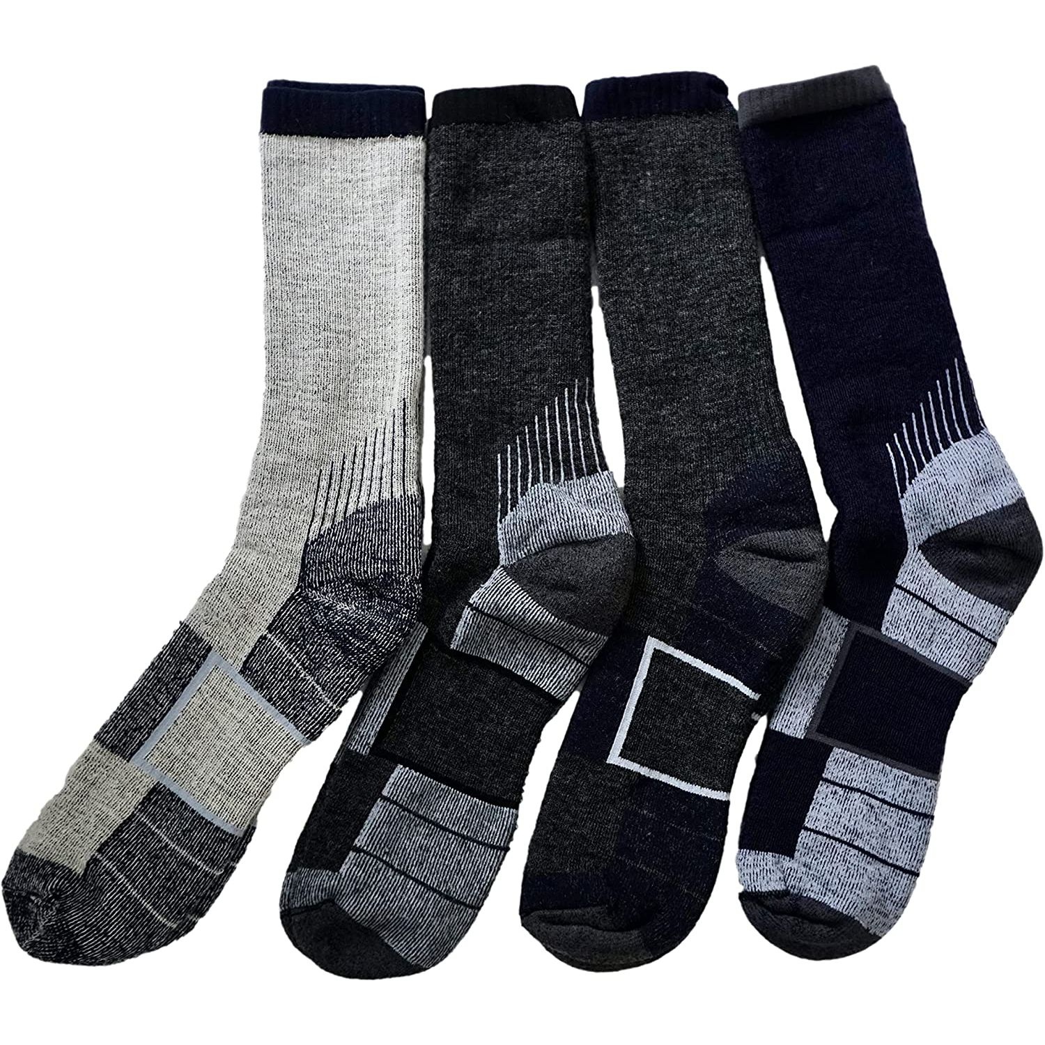 The Kirkland Signature Men's Merino Wool Blend Socks are expertly crafted with both comfort and durability in mind. This set of 4 pairs is designed to fit shoe sizes 7-13, making them suitable for a wide range of individuals.