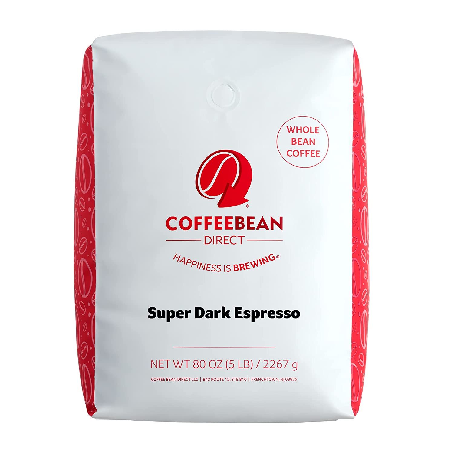 Coffee Bean Direct Super Dark Espresso is a 5 lb bag of whole bean coffee that is perfect for those who prefer a strong and intense flavor.