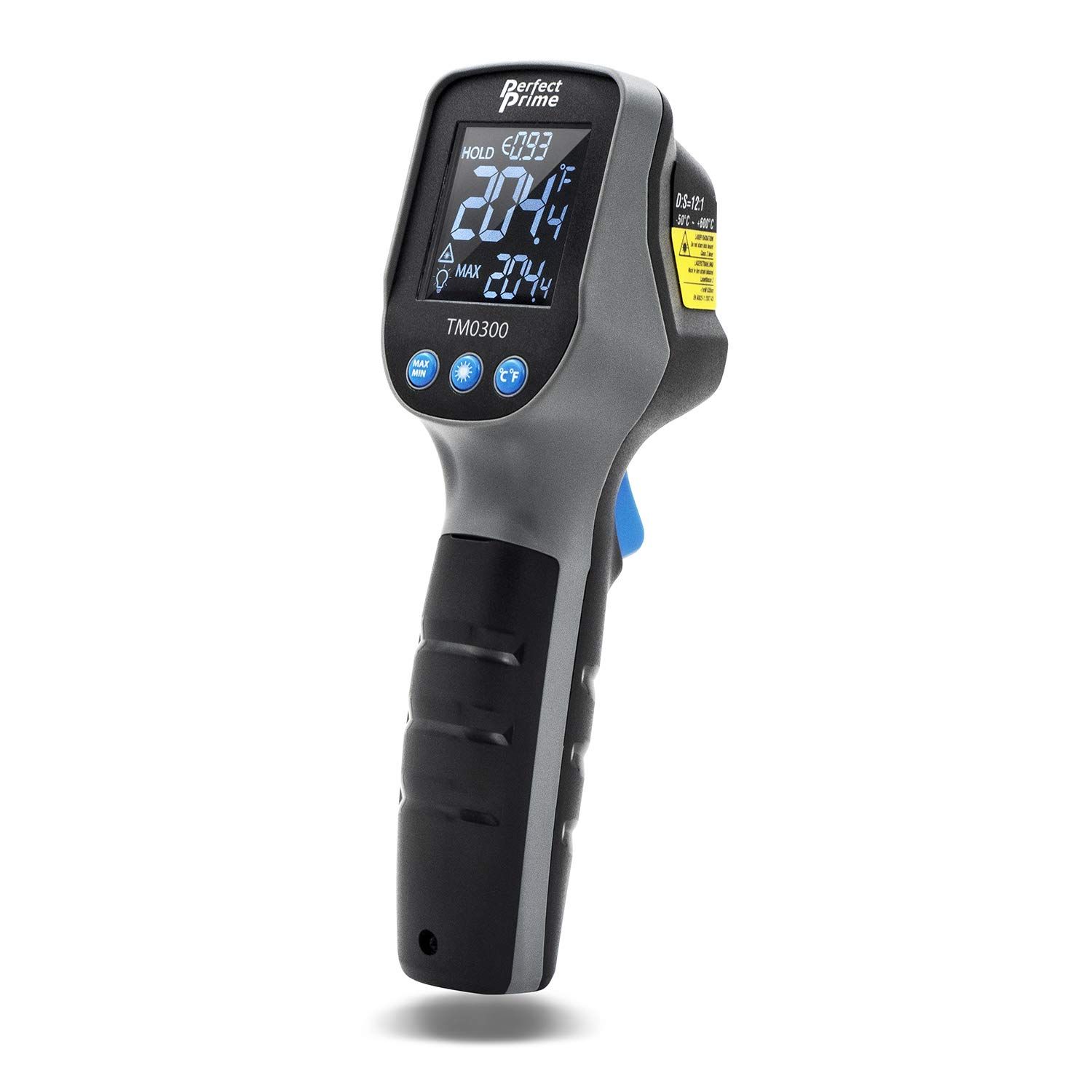 Introducing our highly accurate non-contact IR thermometer, the ultimate tool for quick and effortless temperature measurement. With unrivaled precision, boasting an accuracy of 1.5 or 1.5 and a resolution of 0.1 or 0.1F, you can rely on this device to provide precise readings every time. What sets this thermometer apart is its adjustable emissivity range of 0.1-1.00, catering to a multitude of material and surface types.

With a temperature range spanning from -58 to 1112 F, this thermometer operates on a single 1.5V battery included in the package. Its unique 12:1 distance to spot size ratio ensures pinpoint accuracy when targeting specific objects. The LCD display effortlessly showcases temperature readings in both Celsius and Fahrenheit, complemented by the automatic power-off feature that conserves battery life.

Designed for comfort and practicality, this handheld thermometer is lightweight and effortless to operate with just one hand. Its versatility shines through as it effortlessly measures temperature in various applications, including hot water pipes, engine parts, cooking surfaces, insulation on hot tubes, electrical connections, electric lights, motors, bearings, wine coolers, swimming pools, fish tanks, and even hot and cold food products. It even excels in heating and air conditioning systems. Whatever your temperature measurement needs may be, this dependable and adaptable tool has you covered.