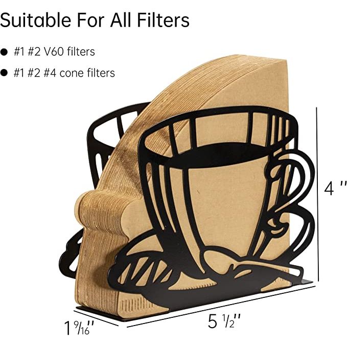 Introducing our innovative coffee filter storage container cleverly crafted in a charming coffee cup design. This exceptional holder is expertly made from food-safe, powder-coated galvanized steel, offering unbeatable durability and longevity.