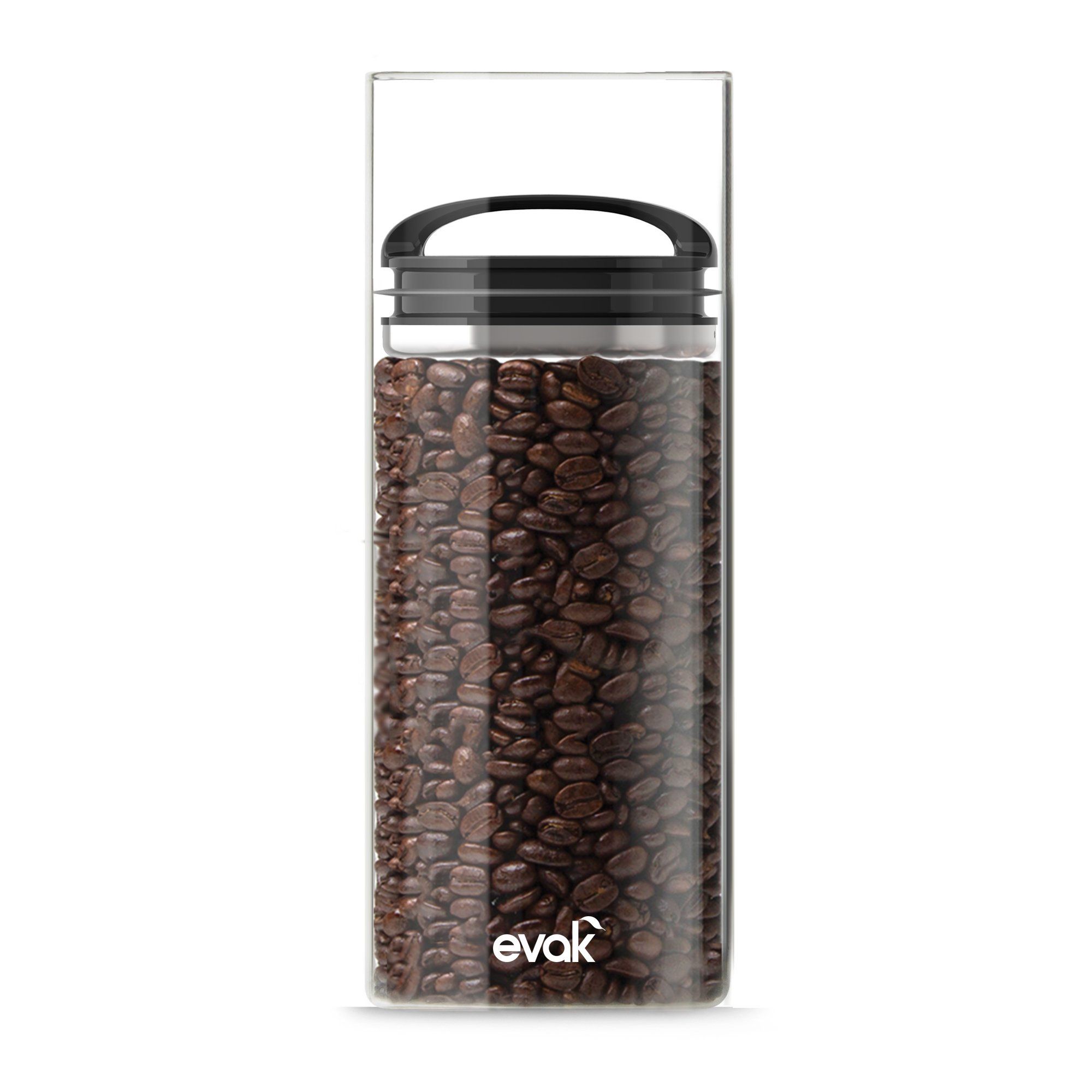 The Evak container revolutionizes food storage with its innovative design and remarkable functionality. Specifically designed to keep coffee, tea, or any food item fresh, the airtight lid acts as a plunger, effectively pushing air out of the container to preserve the contents for an extended period.