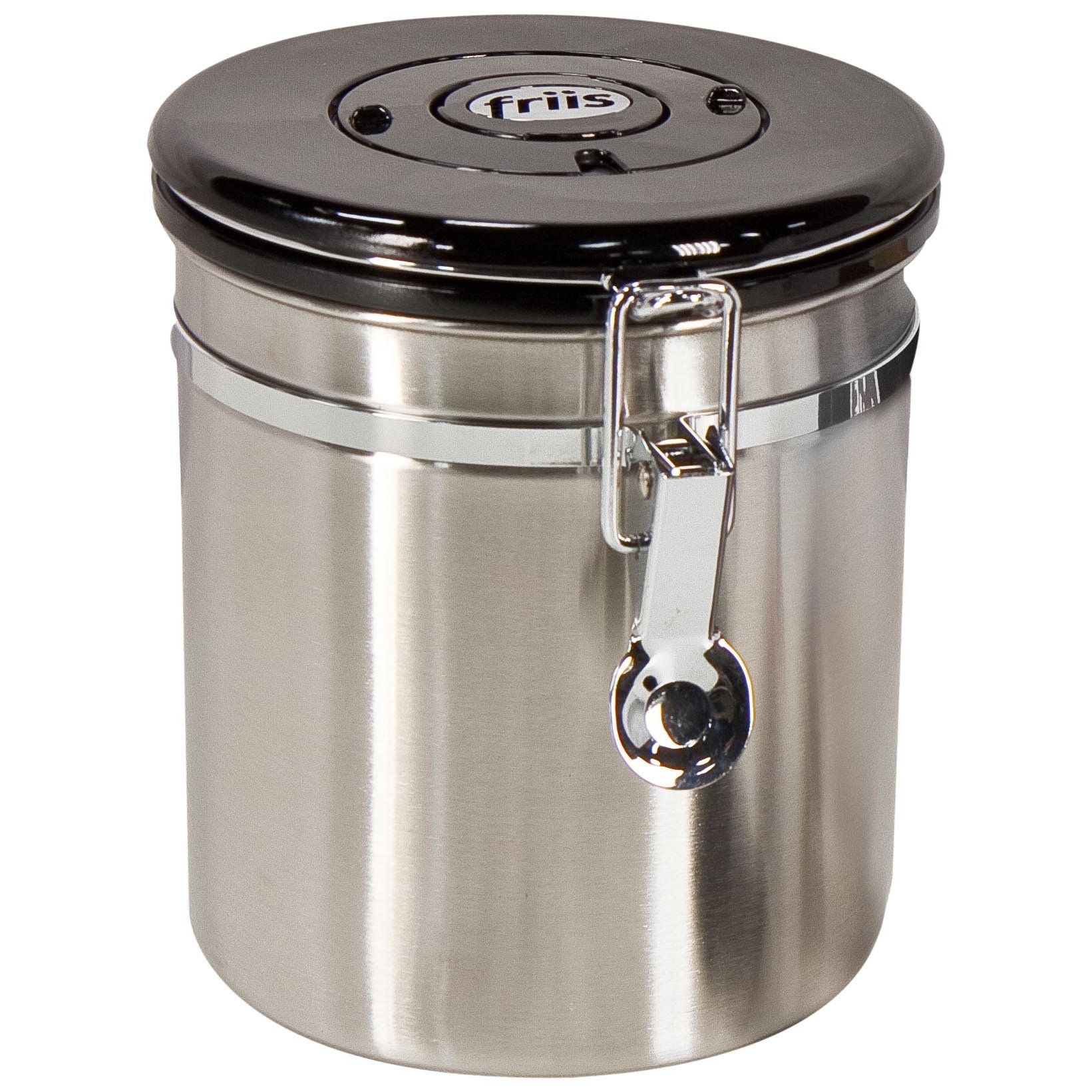 The Friis 12-Ounce Coffee Vault is a premium storage container crafted with top-notch stainless steel, engineered to extend the lifespan of your beloved coffee beans. With its innovative valve system, this vault seals in the invigorating aroma and rich flavors of your coffee, ensuring each brew delivers a delightful experience.