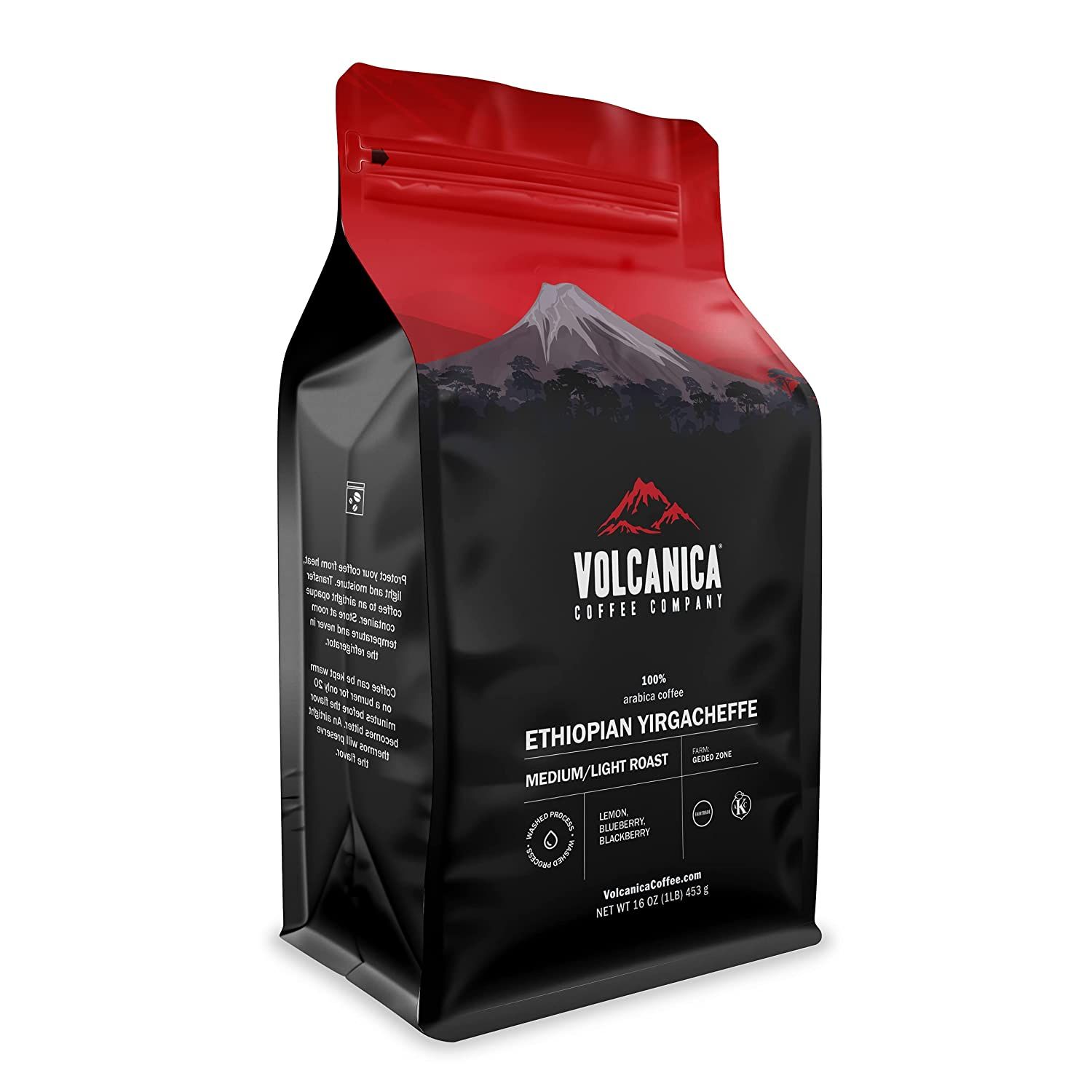 Experience the extraordinary flavor of Volcanica Coffee Ethiopian Coffee, sourced from the renowned Yirgacheffe Region, acknowledged for its world-class coffee varieties. Treasured by coffee enthusiasts worldwide, this exceptional brew captivates with its exotic flavor notes, delicate body, and subtle floral undertones. Sustainably grown in the Yirgacheffe region's rich soil and elevated altitude, these beans thrive under the perfect conditions, resulting in the production of high-quality coffee.

Embrace the reassurance of USDA organic certification, ensuring that every sip you take is free from harmful chemicals and pesticides. With this certification, revel in the knowledge that your cup of coffee not only offers a natural and healthy beverage choice but also contributes to the preservation of our environment.

Indulge in the freshness and full flavor provided by the 16oz whole bean bag. Carefully selected and roasted in small batches, these beans are guaranteed to deliver maximum freshness and taste. The whole bean format empowers you to grind the beans to suit your preferences, enhancing your ability to curate the ultimate coffee experience.

Delight in the enchanting aroma of this coffee, enchanting your senses with subtle hints of jasmine and citrus. With remarkable flavor notes of honey, apricot, and lemon zest, this well-balanced cup of coffee invites you on a journey of taste exploration. Its light body perfectly highlights its unique and complex flavor profile.

In summary, Volcanica Coffee Ethiopian Coffee, Yirgacheffe Region, USDA Organic, Whole Bean (16oz) represents the pinnacle of premium coffee choices. Ideal for those who appreciate a distinct and memorable coffee experience, this certified organic gem promises an eco-friendly, healthy, and fully customizable brew. Description by ChatGPT.