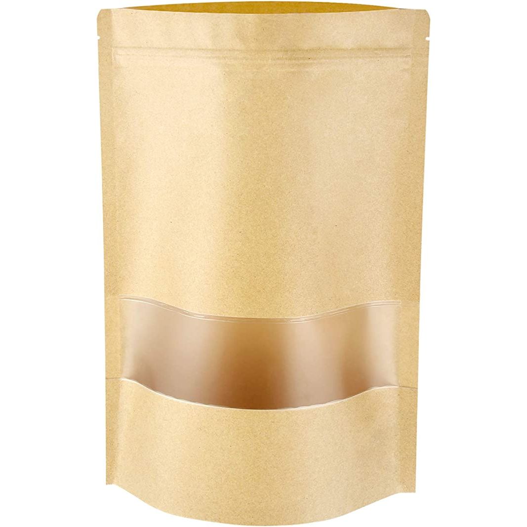 Blisstime Stand Up Pouch Bags provide a convenient and eco-friendly answer to your food storage requirements. This pack of 50 bags is made from durable and high-quality kraft paper, ensuring long-lasting freshness for your items.