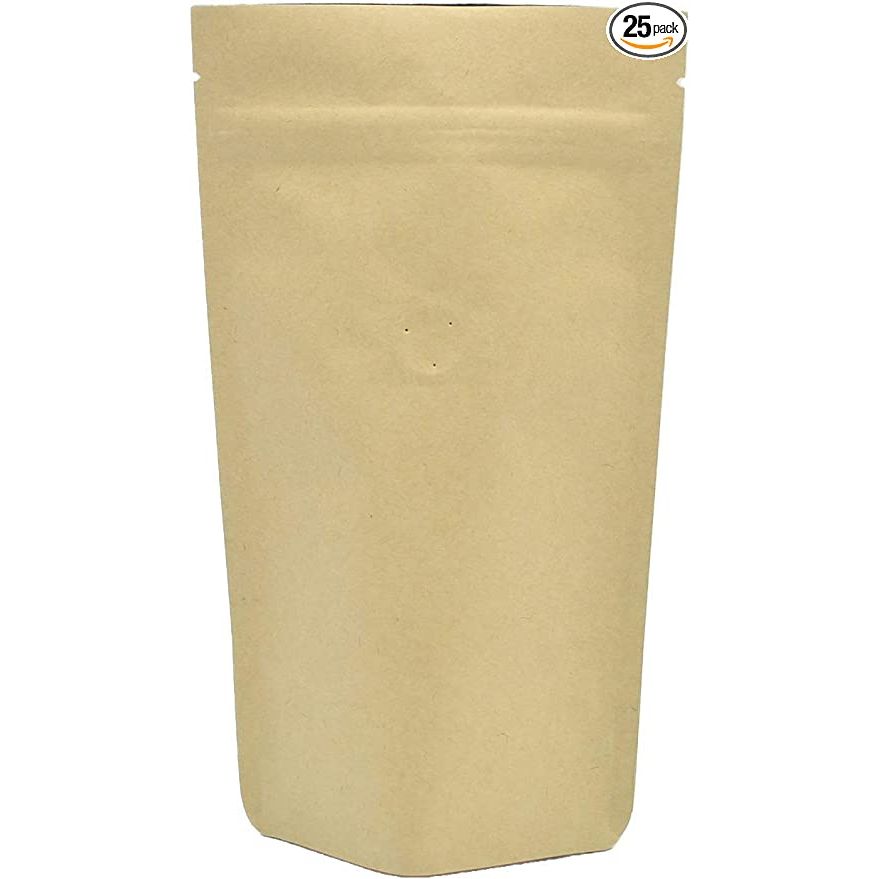 Introducing the Candyman Package Light Kraft Paper Stand up Zipper Pouch for Coffee Bean with Degassing One Way Valve – the ultimate packaging solution for coffee lovers.