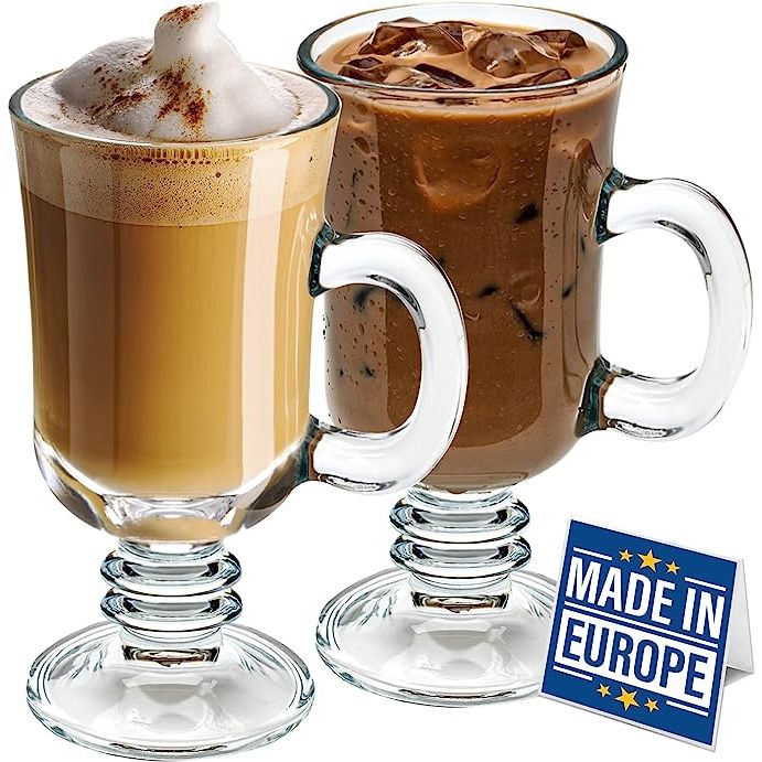 Experience the ultimate in premium glassware with Volarium's Irish Glass Coffee Mugs. This exquisite set includes two mugs, specifically crafted for those who appreciate the finer things in life. Whether you're a fan of cappuccinos, lattes, or hot chocolates, these 7 3/4 oz mugs are designed to enhance your drinking experience.