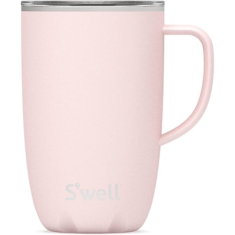 The S'well Stainless Steel Travel Mug with Handle is the ultimate go-to option for individuals who are constantly on the move. This sleek and durable beverage container is designed to maintain the perfect temperature for your drinks, whether you're embarking on a road trip or rushing to the office.