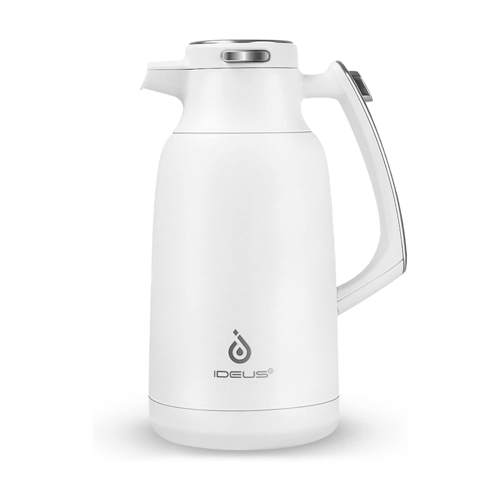 The IDEUS 68 oz Stainless Steel Thermal Coffee Carafe is a top-notch vacuum flask that excels in thermal insulation, making it an essential tool for anyone who enjoys their favorite beverages at the perfect temperature. This versatile carafe is designed to keep drinks piping hot for an impressive 12 hours or refreshingly cold for up to 24 hours.