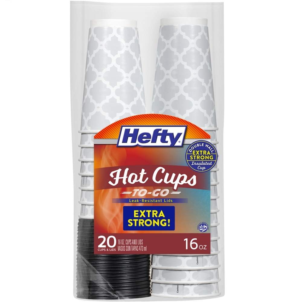 Introducing Hefty Hot Cups, To-Go, Leak Resistant Lids, the ultimate choice for hot drink enthusiasts on the move.