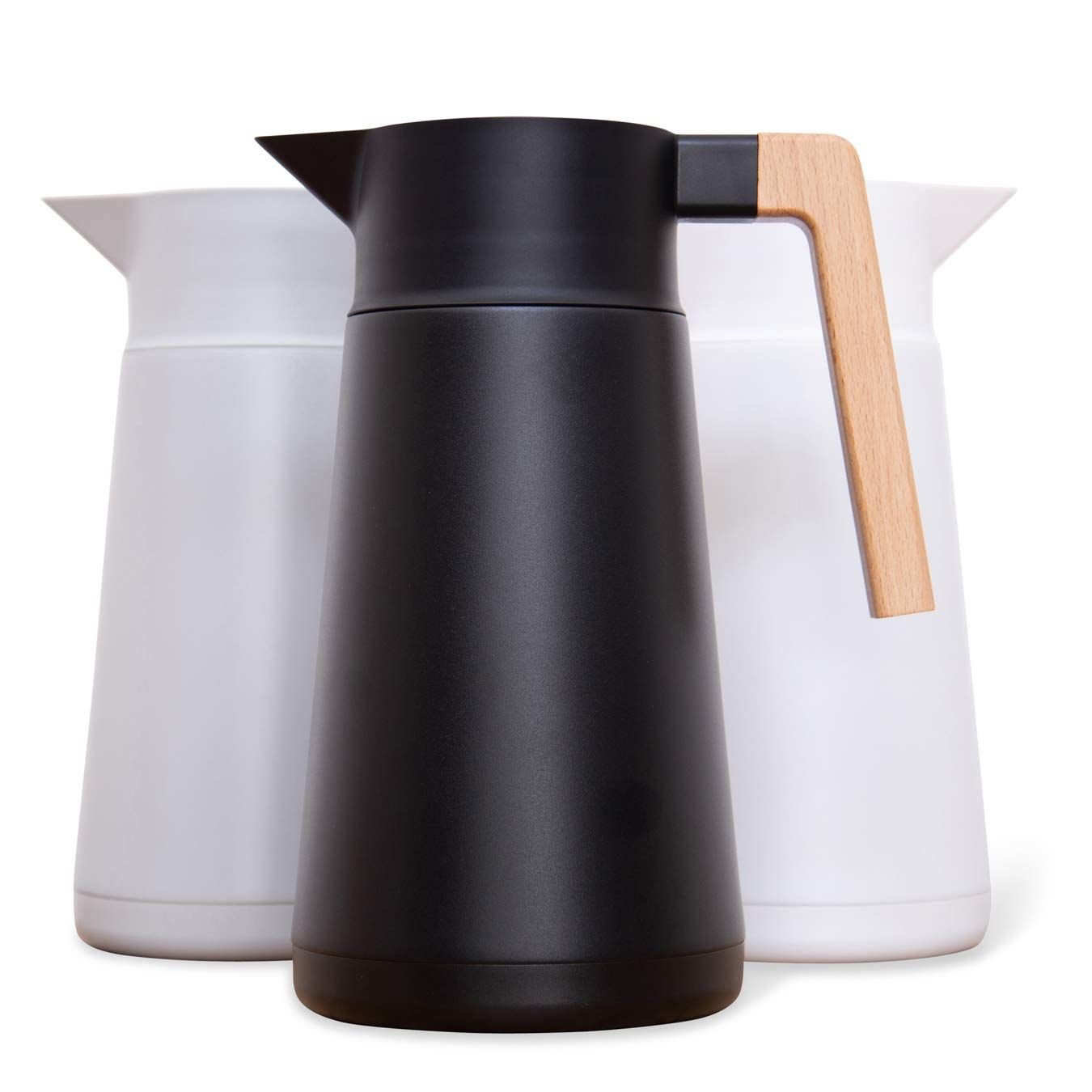 A large thermal coffee carafe is a stainless steel container designed to keep hot beverages, like coffee or tea, at an optimal temperature for hours. These carafes are made of durable materials and are often vacuum sealed to prevent heat from escaping.
