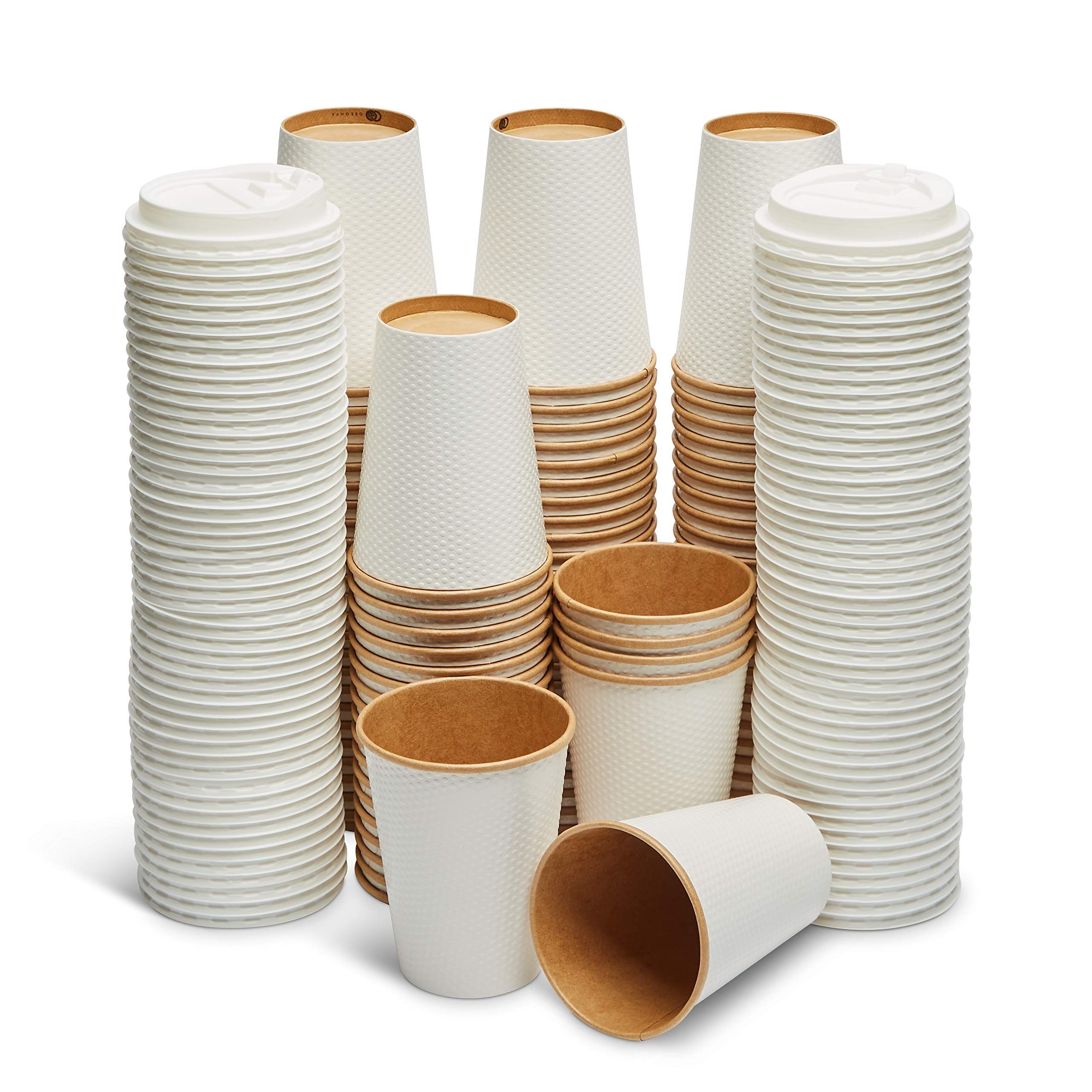 GeeOnyx Biodegradable 12 Oz Coffee Cups are a great alternative to traditional paper cups that cannot be recycled easily. These cups are made from heavy paper and come with a double-insulated wall that keeps your coffee hot for a longer period of time.